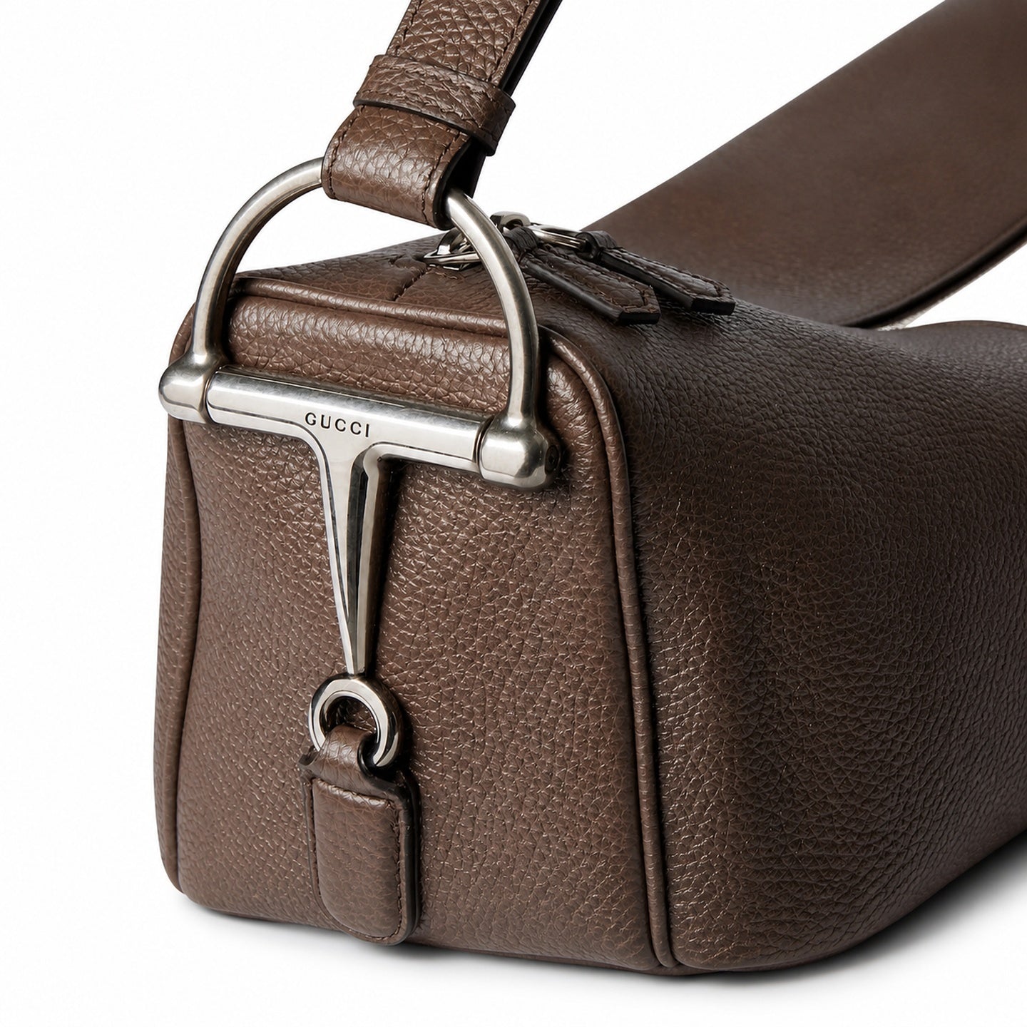 Gucci Horsebit Cotton Leather Brown Bag