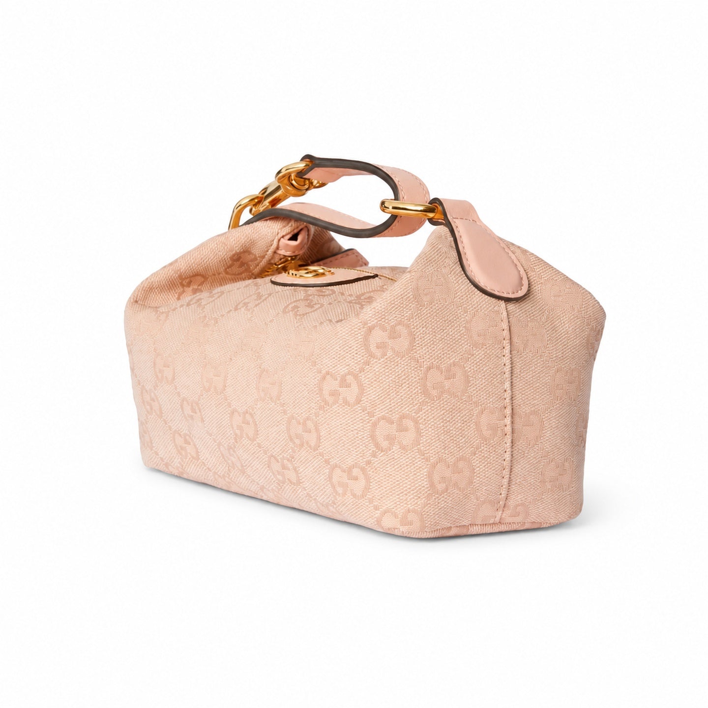 Gucci Cotton Canvas Leather Pink Gold Bag