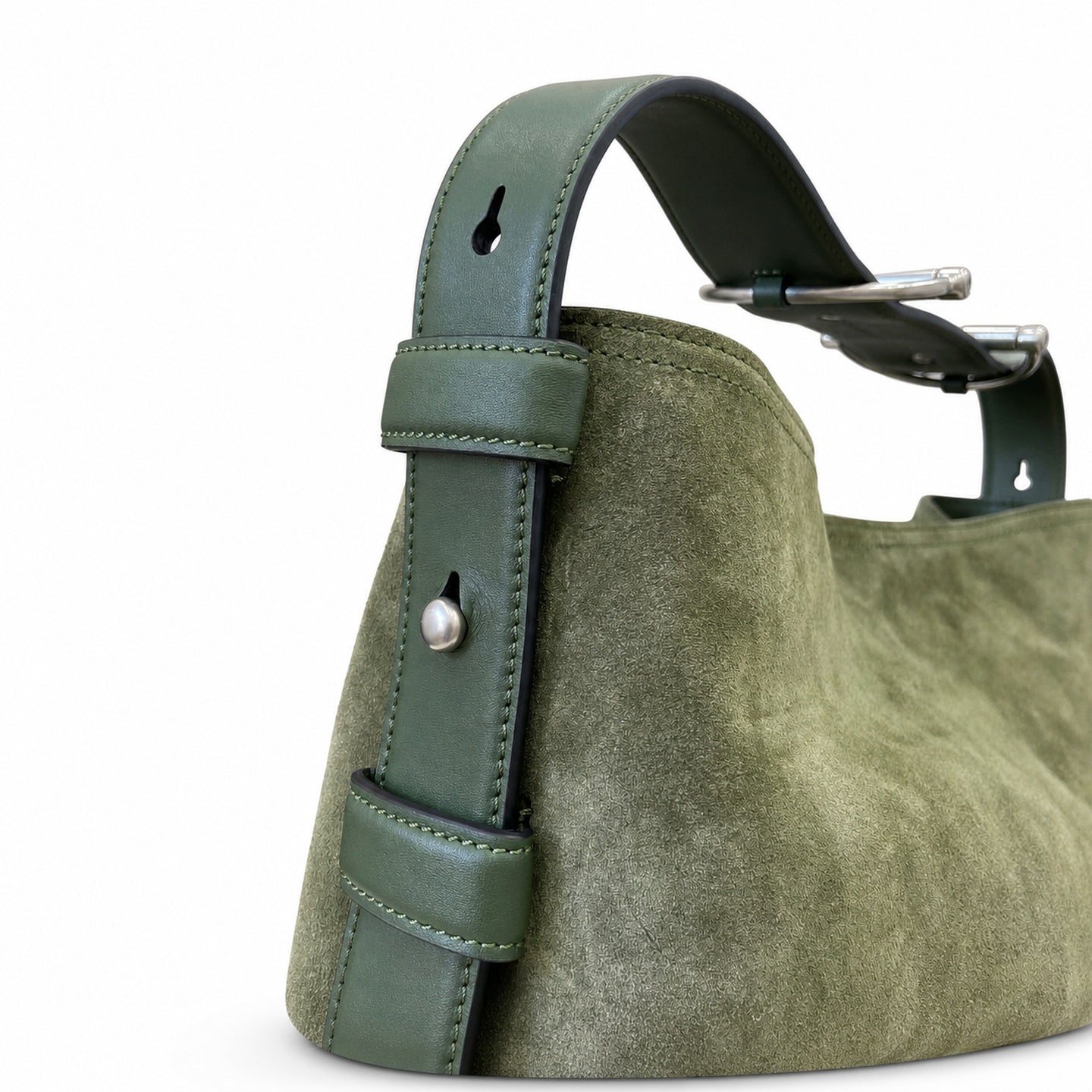 Gucci Horsebit Cotton Suede Leather Green Gold Handbag