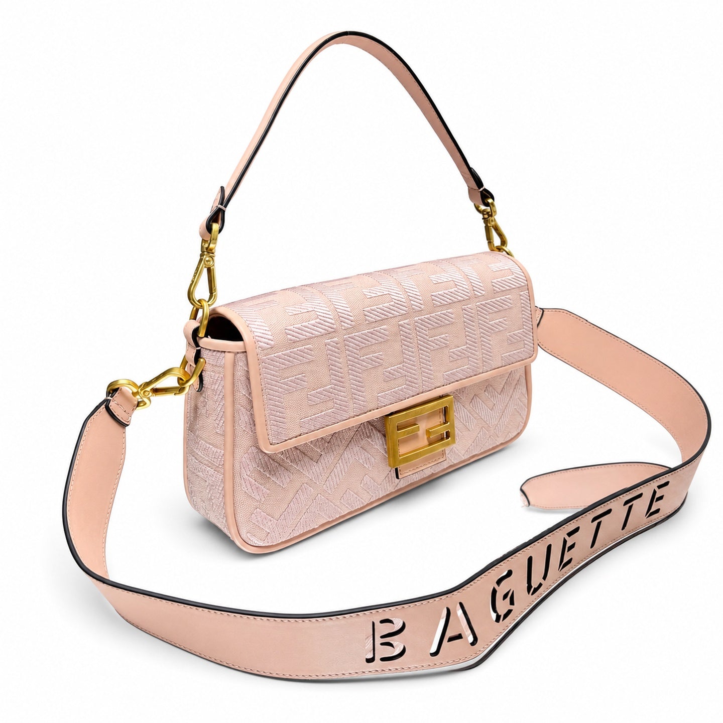 Fendi Baguette Small Embroidered Canvas Bag
