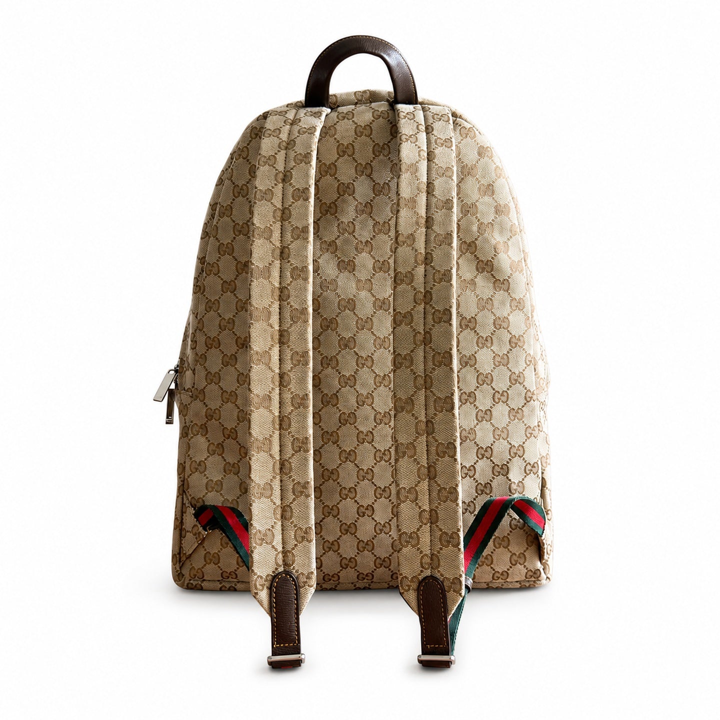 Gucci Quilted Canvas Leather Brown Red Green Silver Backpack