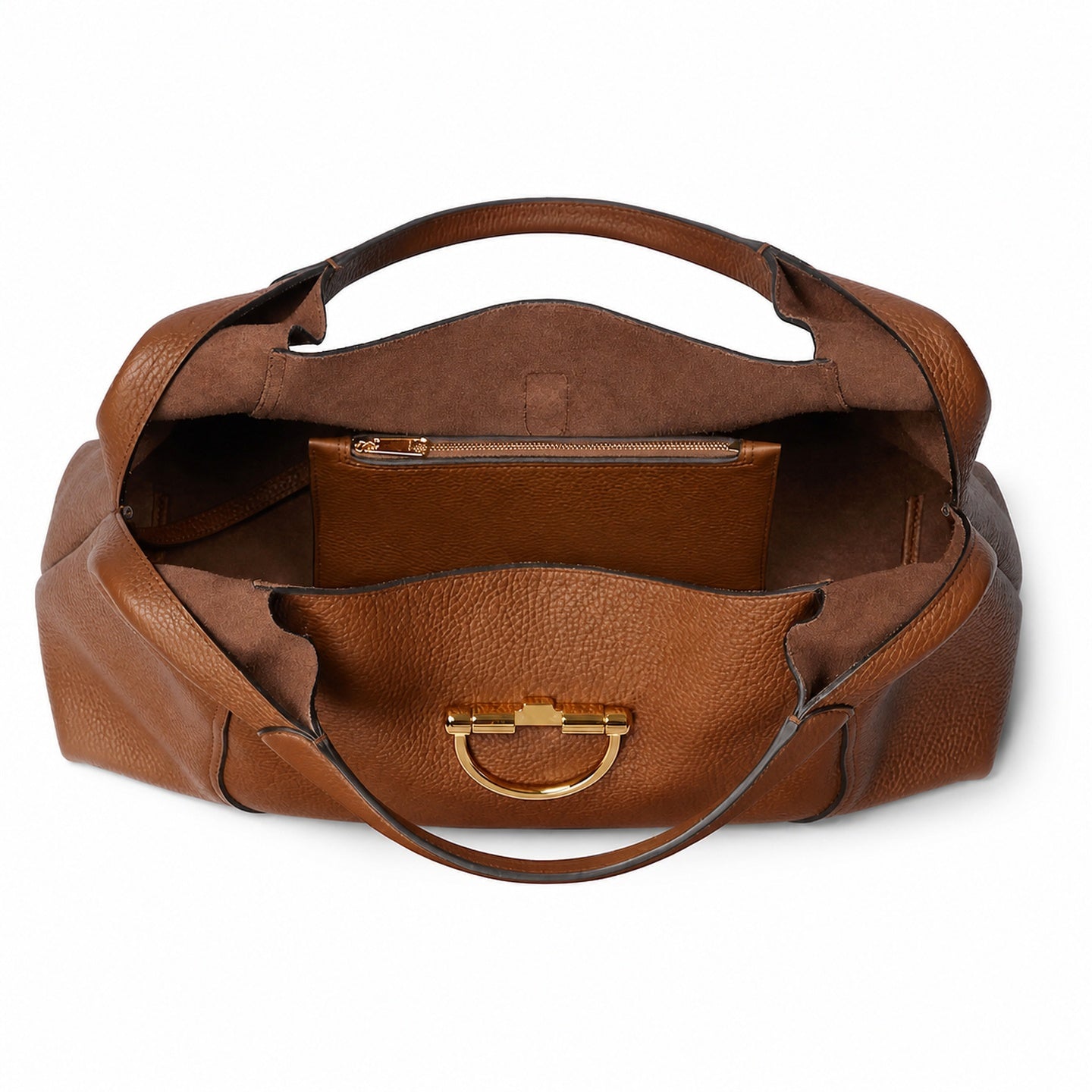 Gucci Horsebit Large Leather Brown Gold Shoulder Bag