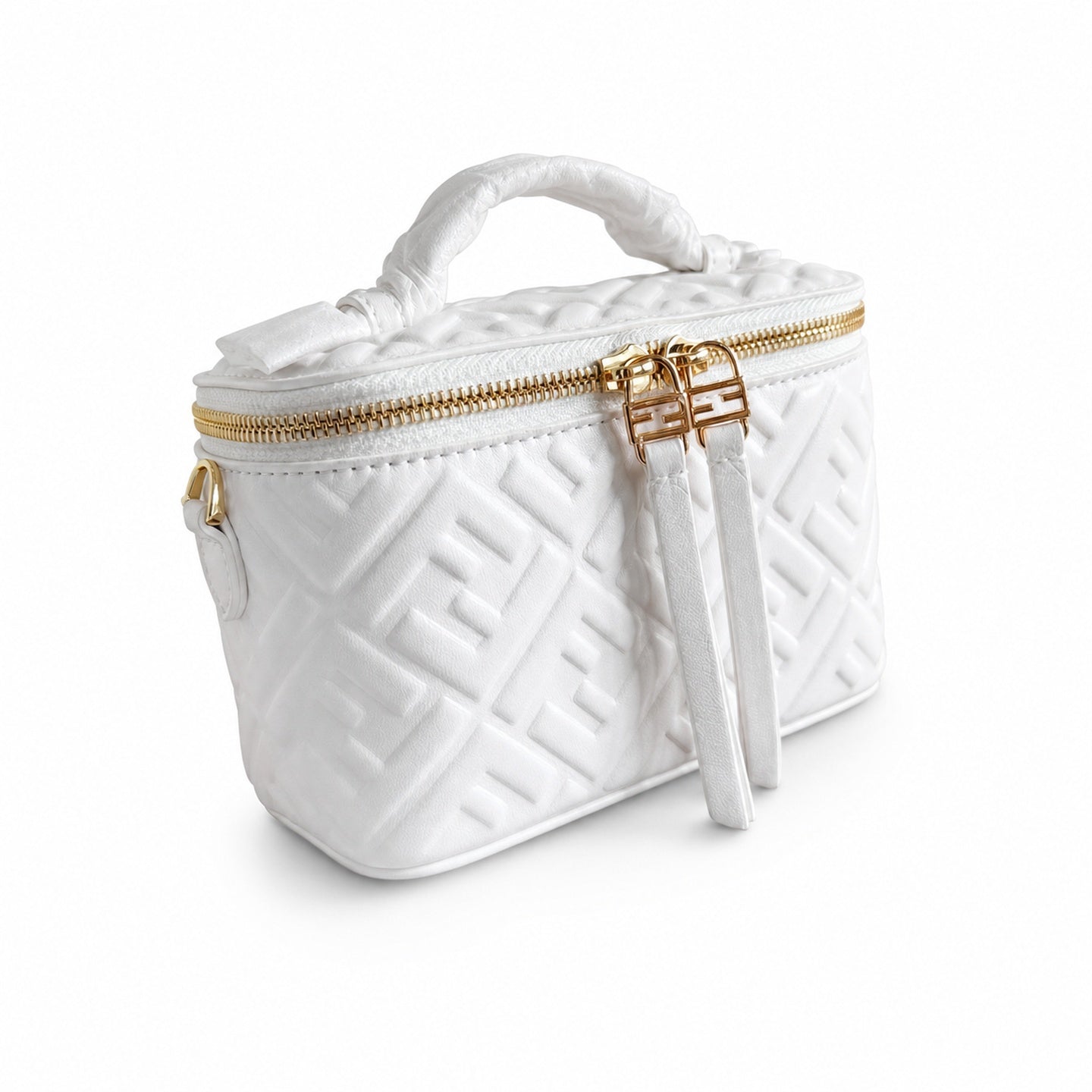 Fendi Mini Leather White Gold Vanity Bag