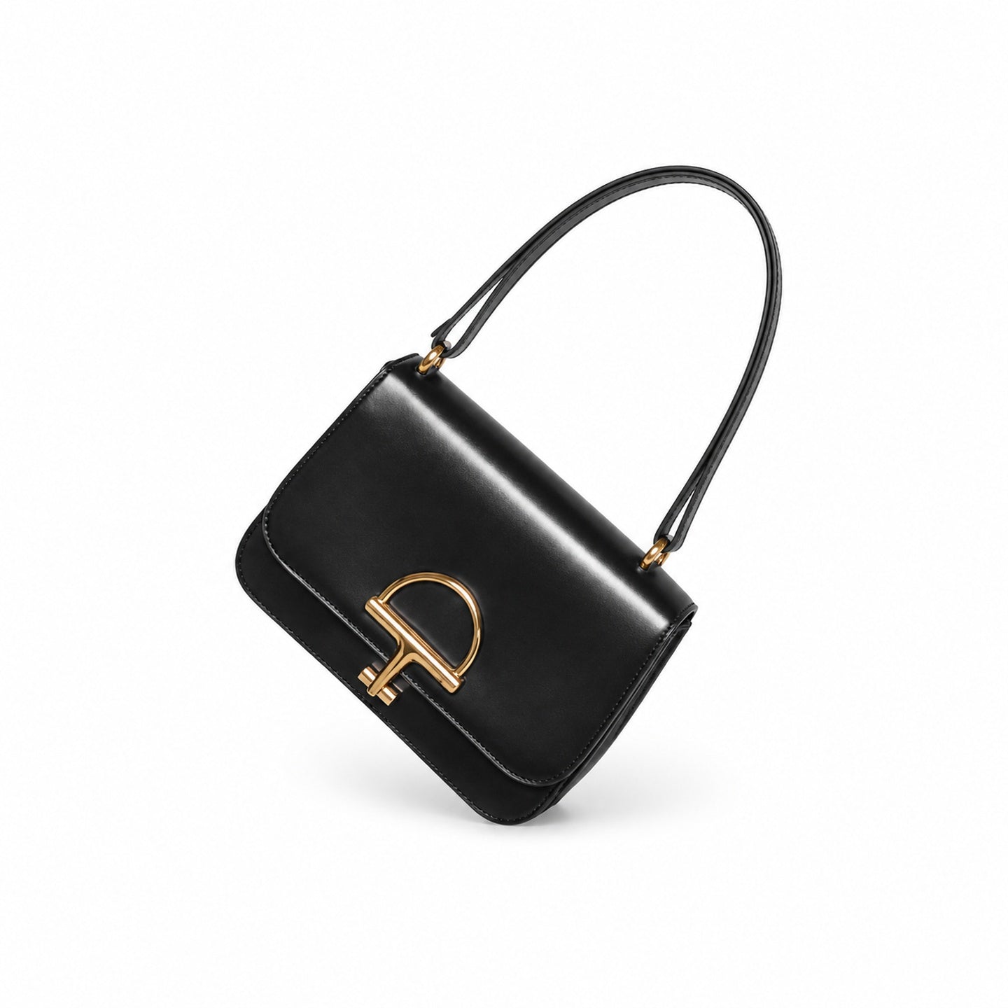 Gucci Horsebit Small Leather Black Gold Shoulder Bag