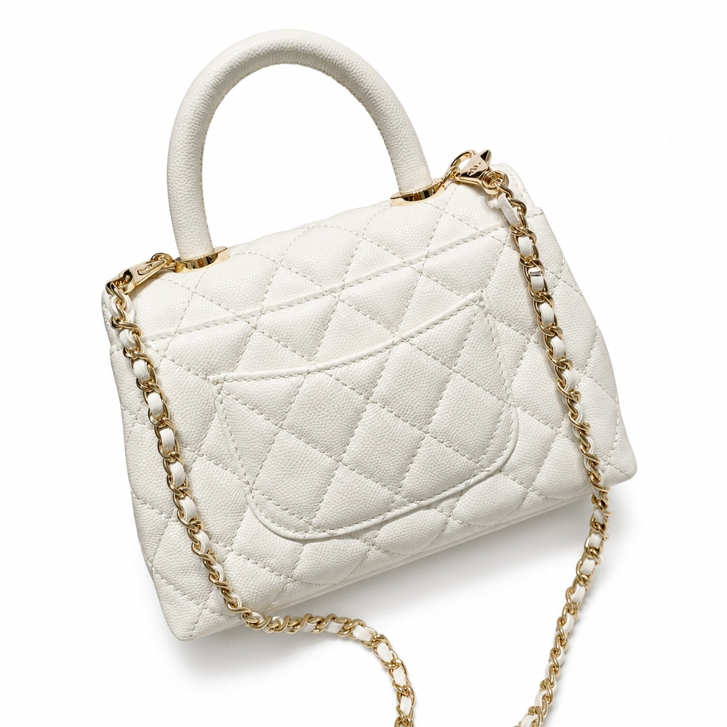 Chanel Leather White Gold Bag