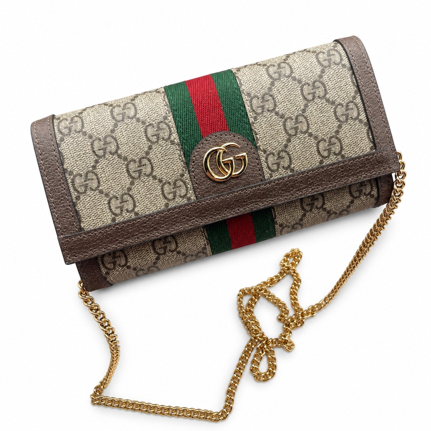 Gucci Ophidia Supreme Leather Beige Brown Red Green Gold Wallet