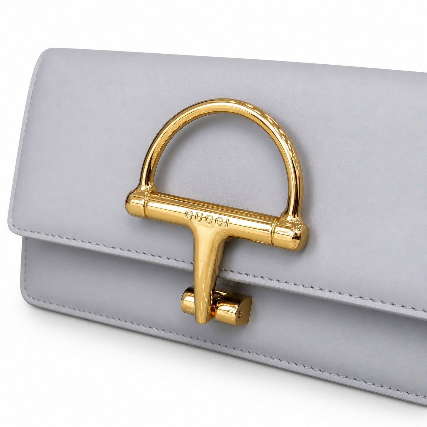 Gucci Horsebit Small Leather Gray Gold Shoulder Bag
