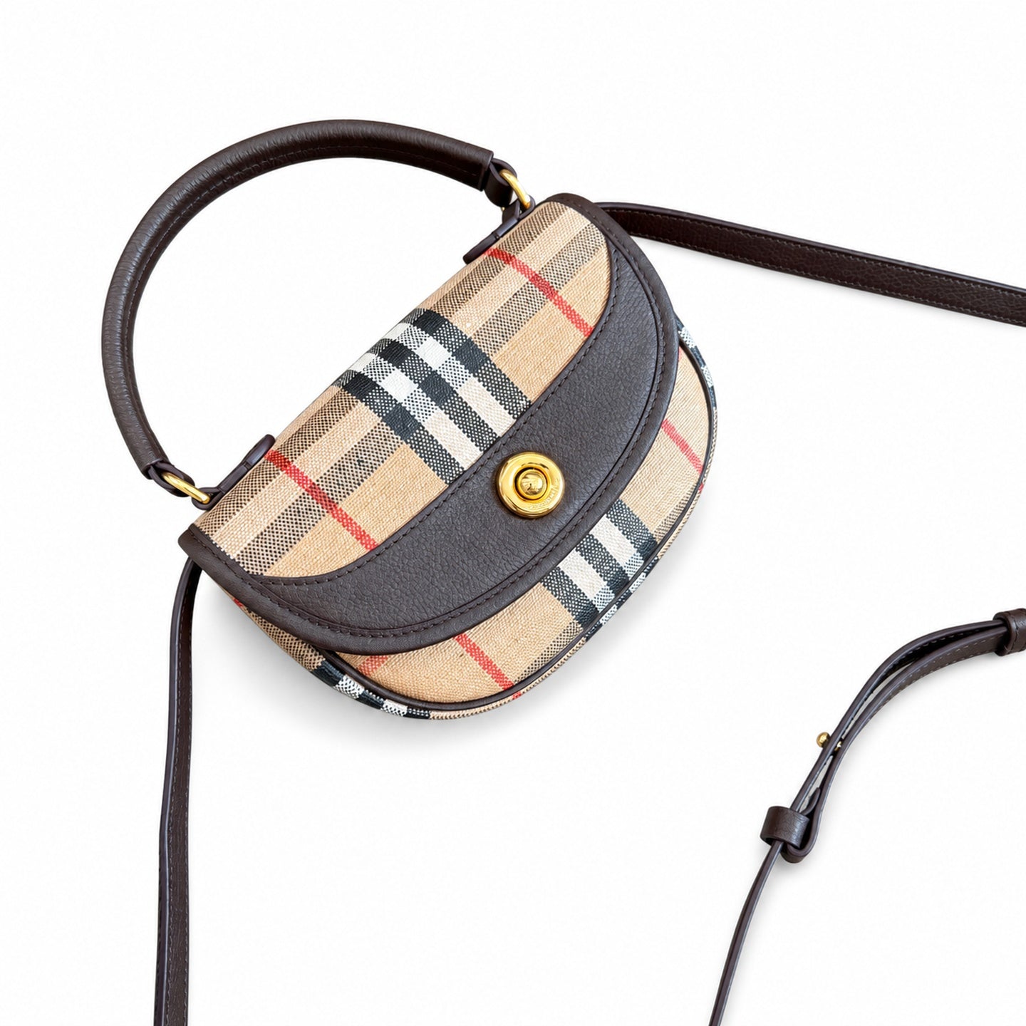 Burberry Highlands Mini Cotton Jacquard Leather Bag