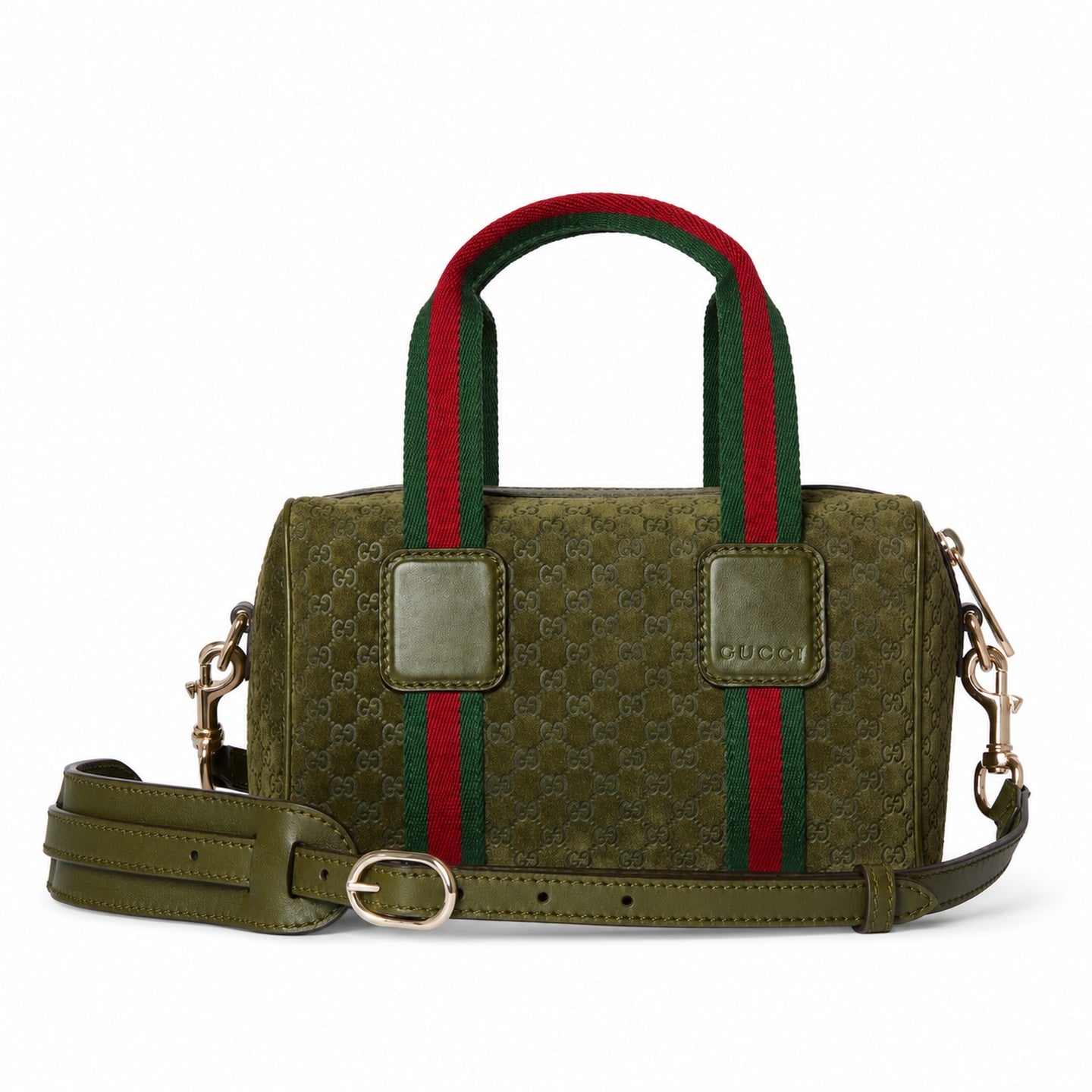 Gucci Mini Cotton Denim Suede Leather Green Gold Handbag
