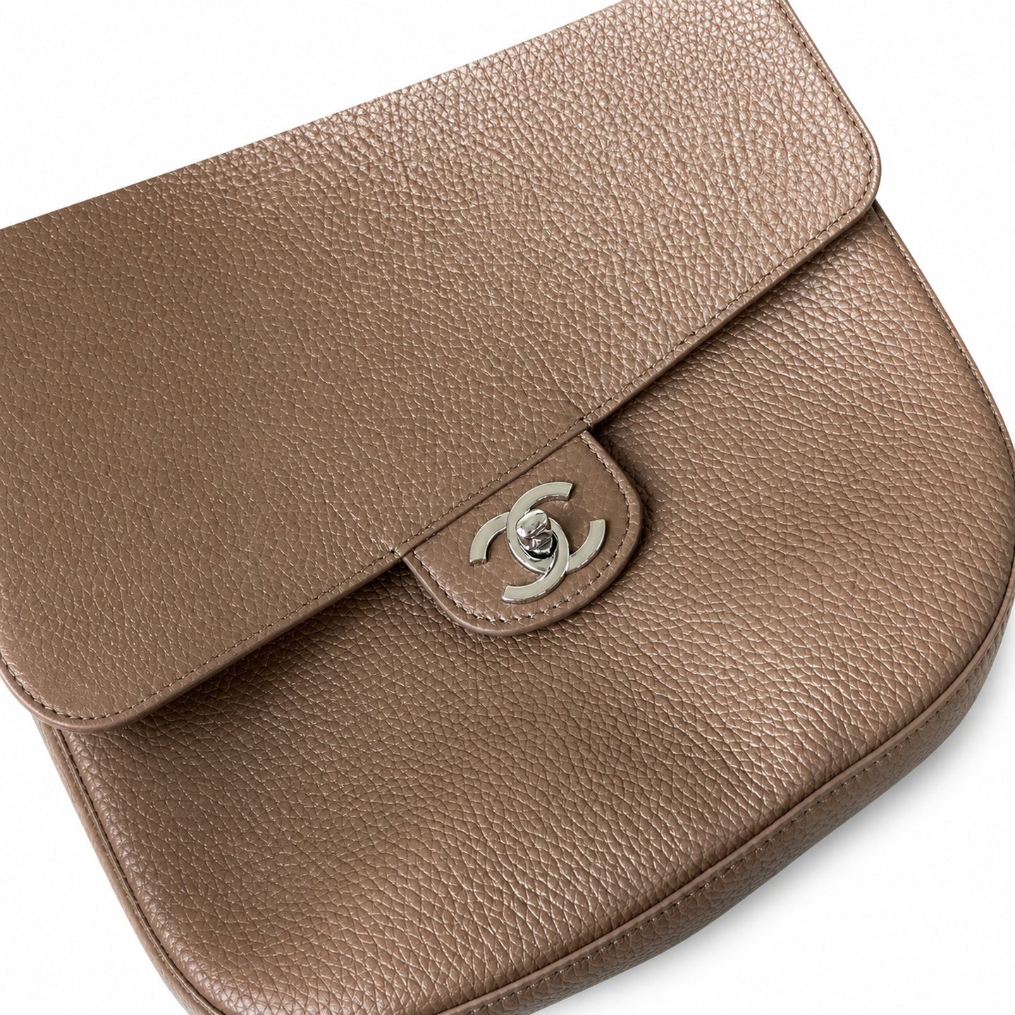 Chanel Large Leather Gray Silver Bag