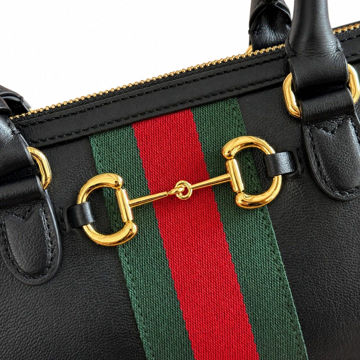 Gucci Supreme Small Canvas Leather Black Brown Gold Handbag