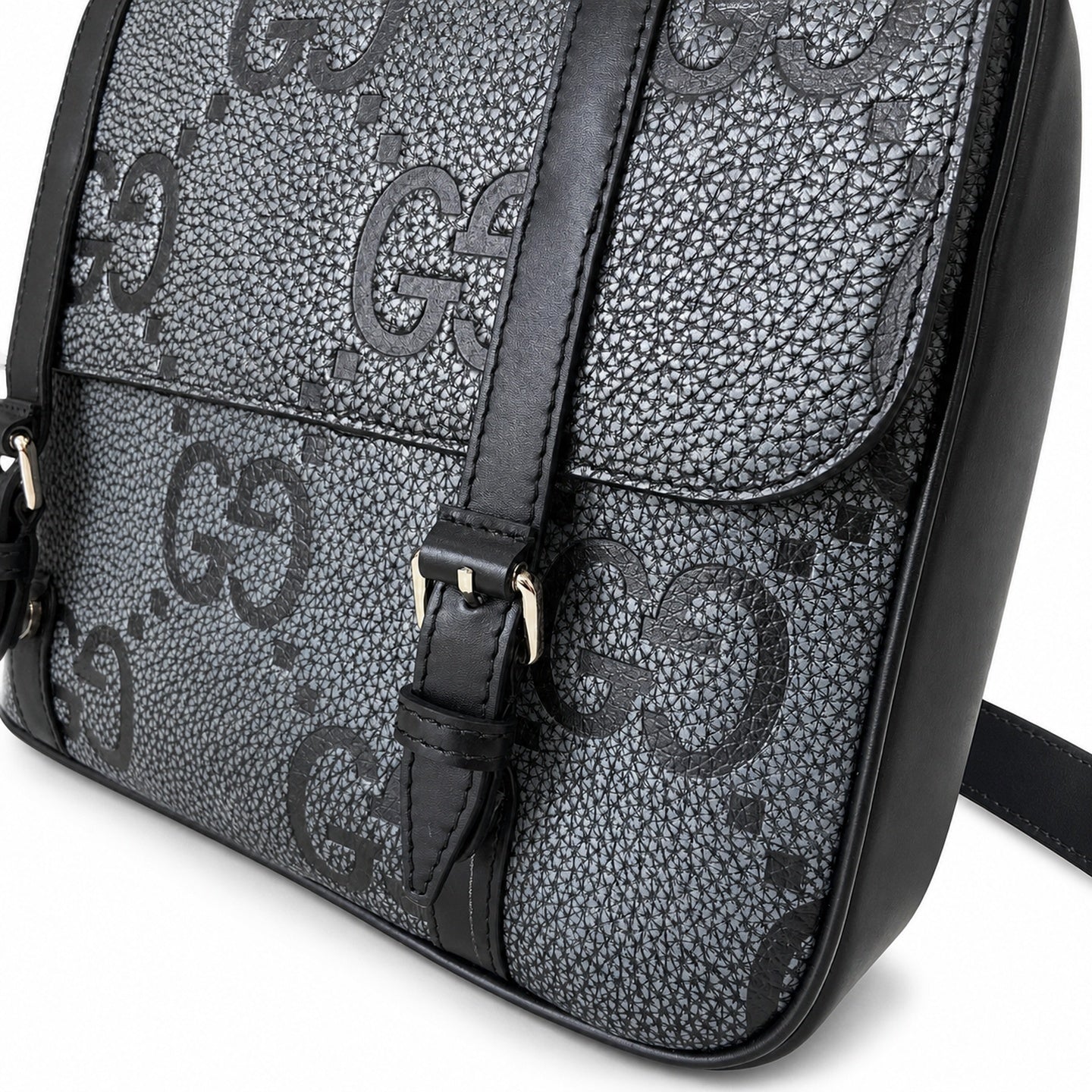 Gucci Medium Cotton Leather Black Gray Messenger Bag