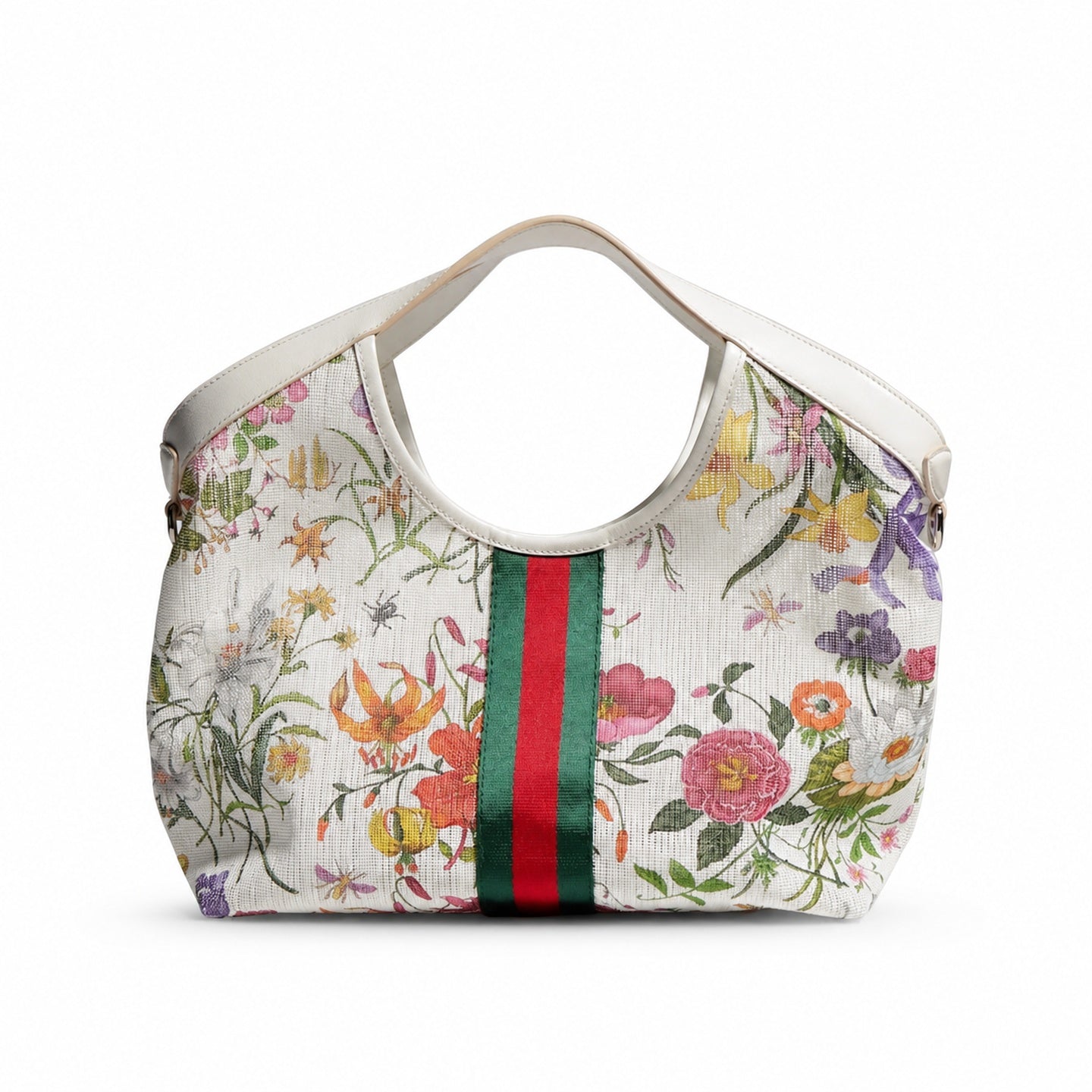 Gucci Giglio Canvas Leather White Clutch