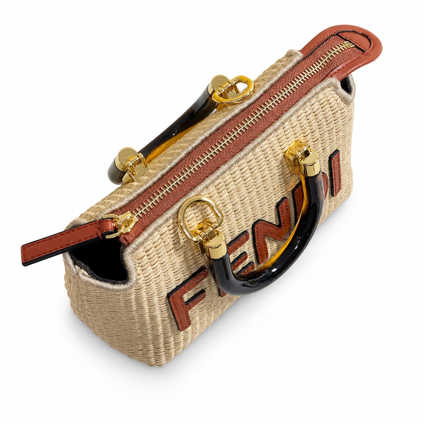 Fendi By The Way Mini Raffia Gold Bag