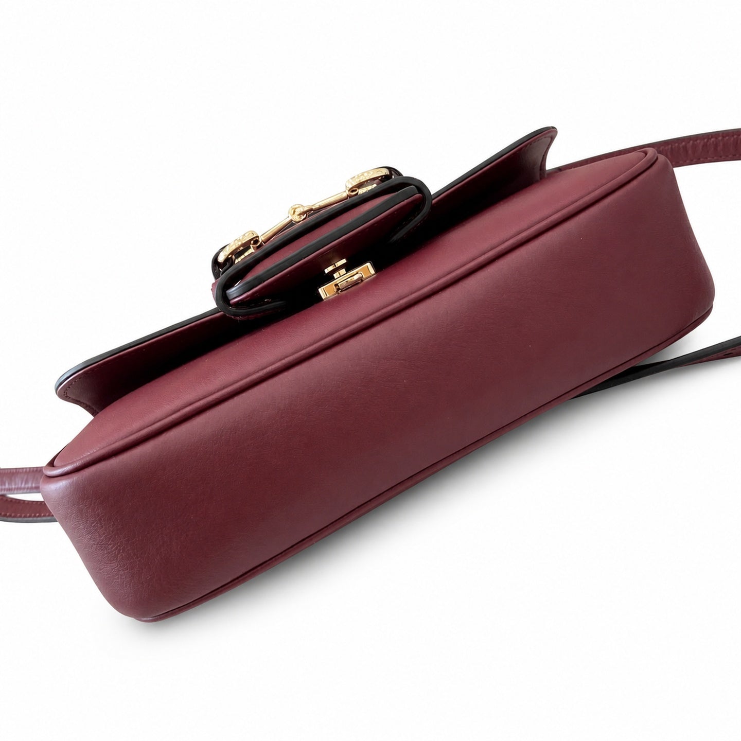 Gucci Horsebit 1955 Small Cotton Canvas Leather Beige Brown Gold Burgundy Handbag
