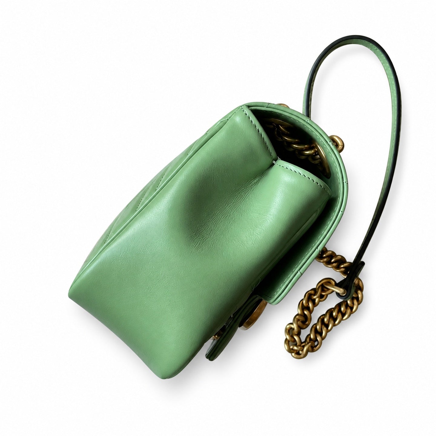 Gucci GG Marmont Quilted Leather Green Gold Handbag
