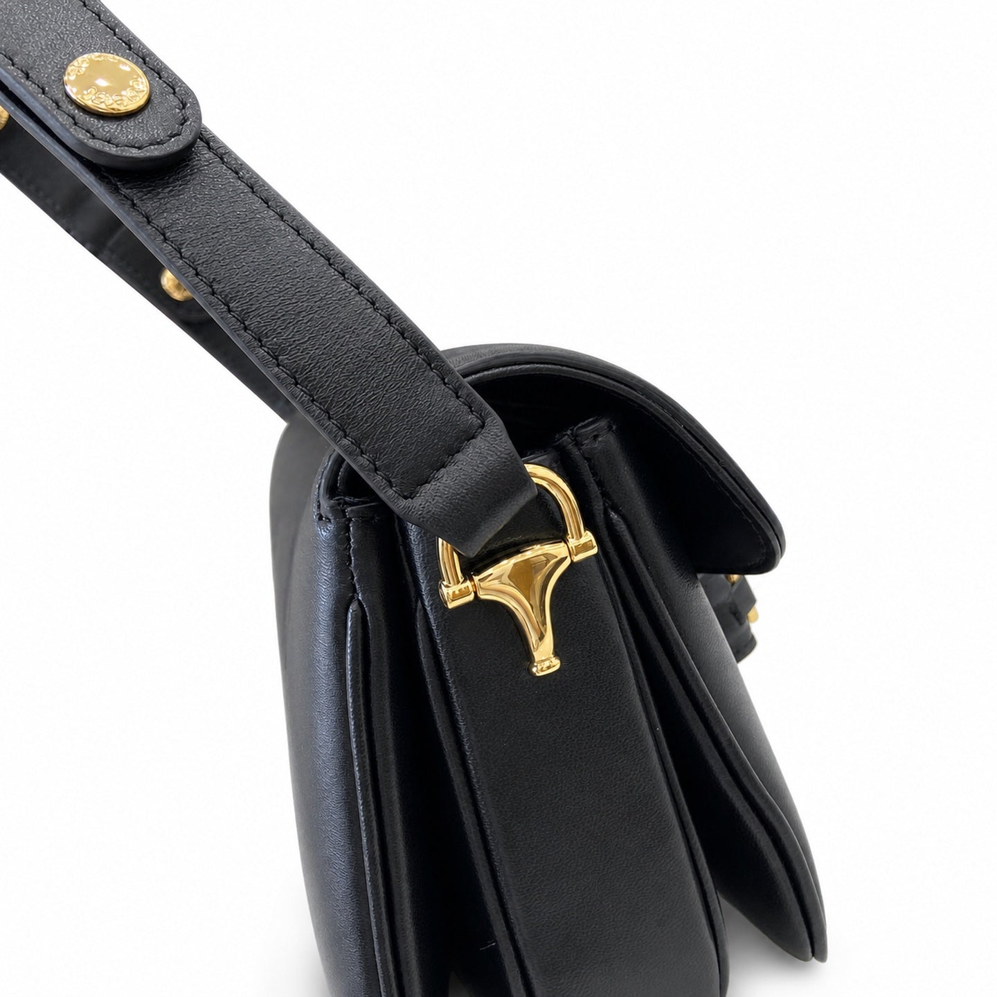 Gucci Horsebit 1955 Leather Black Gold Shoulder Bag