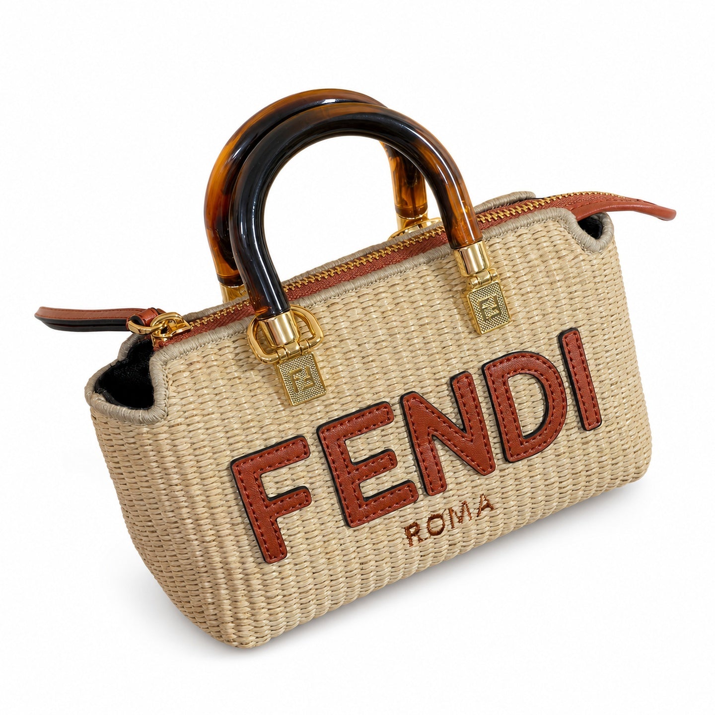 Fendi By The Way Mini Raffia Gold Bag