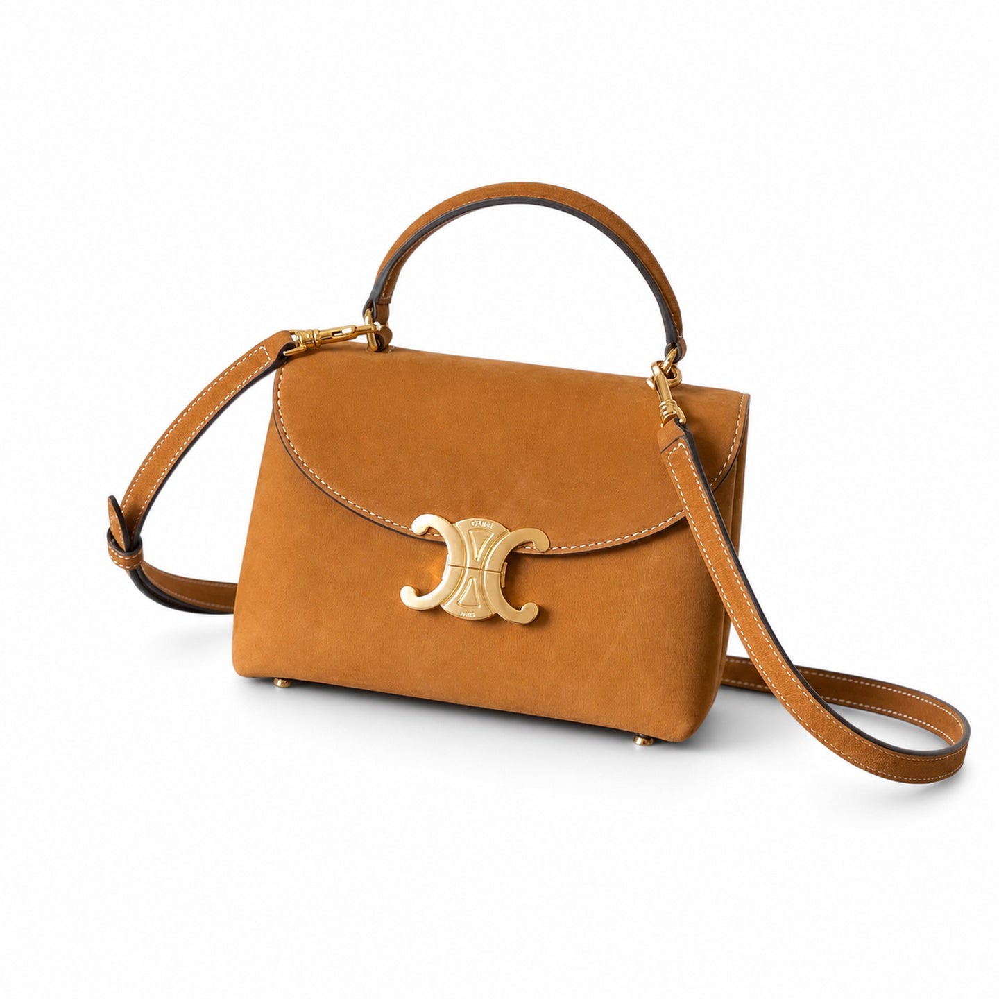Celine Triomphe Small Leather Gold Handbag