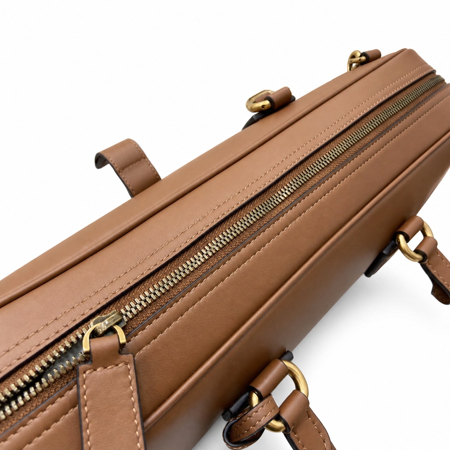Gucci Men's Cotton Canvas Leather Brown Briefcase