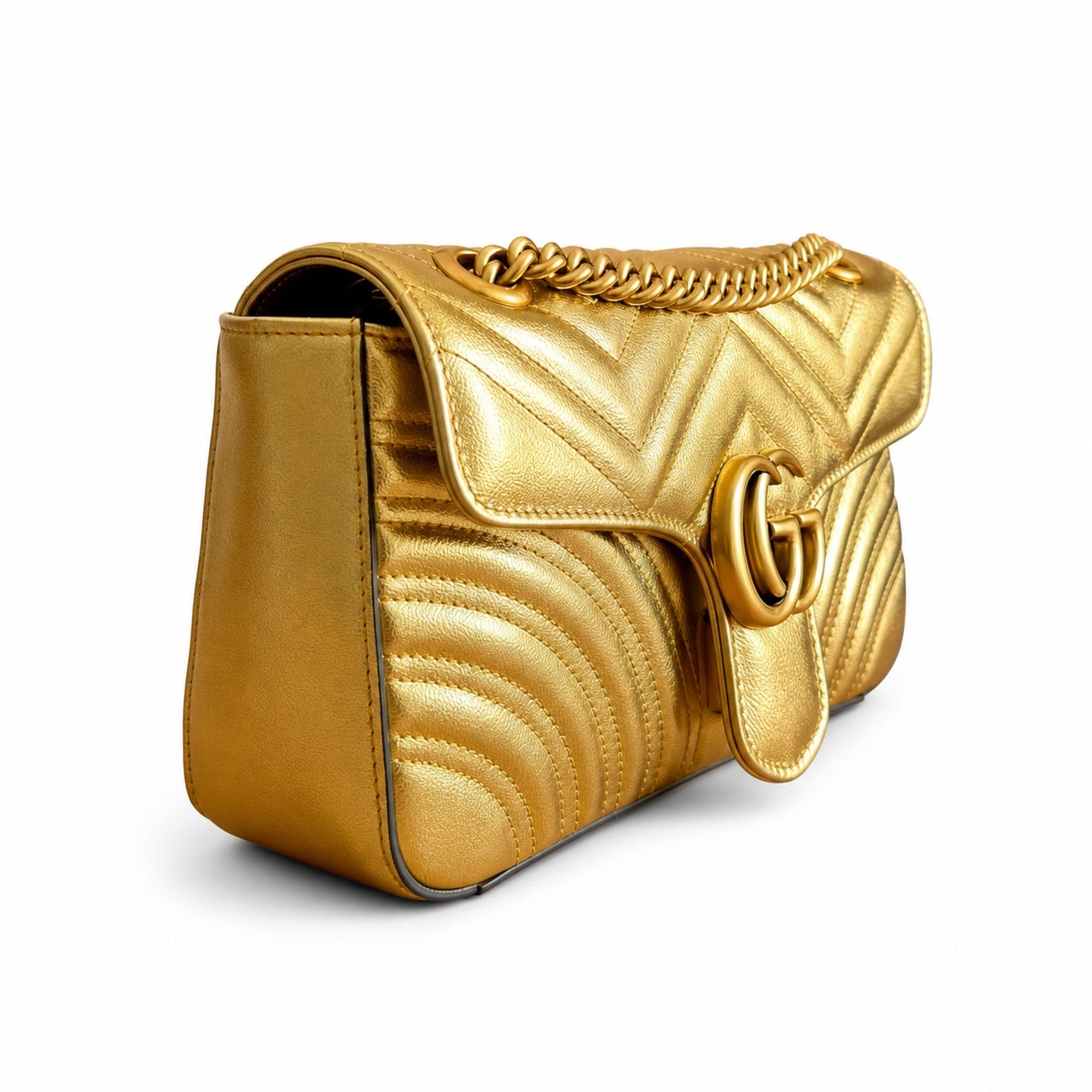 Gucci GG Marmont Leather Silver Handbag