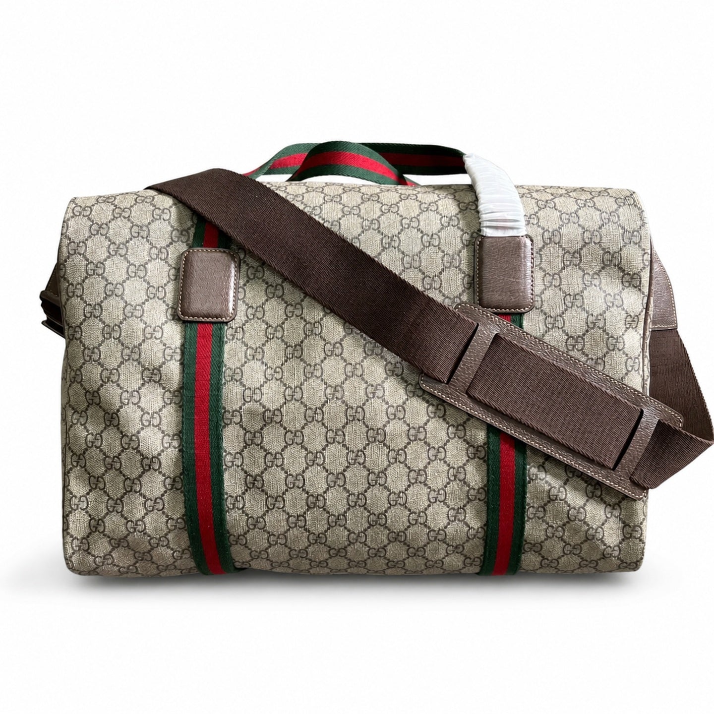 Gucci Supreme Large Canvas Leather Beige Brown Red Green Bag