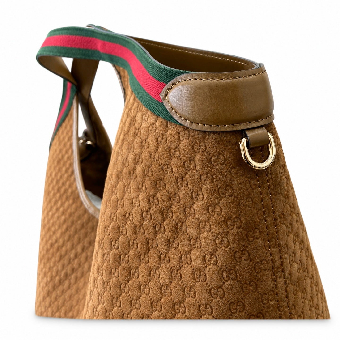 Gucci Giglio Cotton Suede Canvas Velvet Brown Red Green Gold Handbag