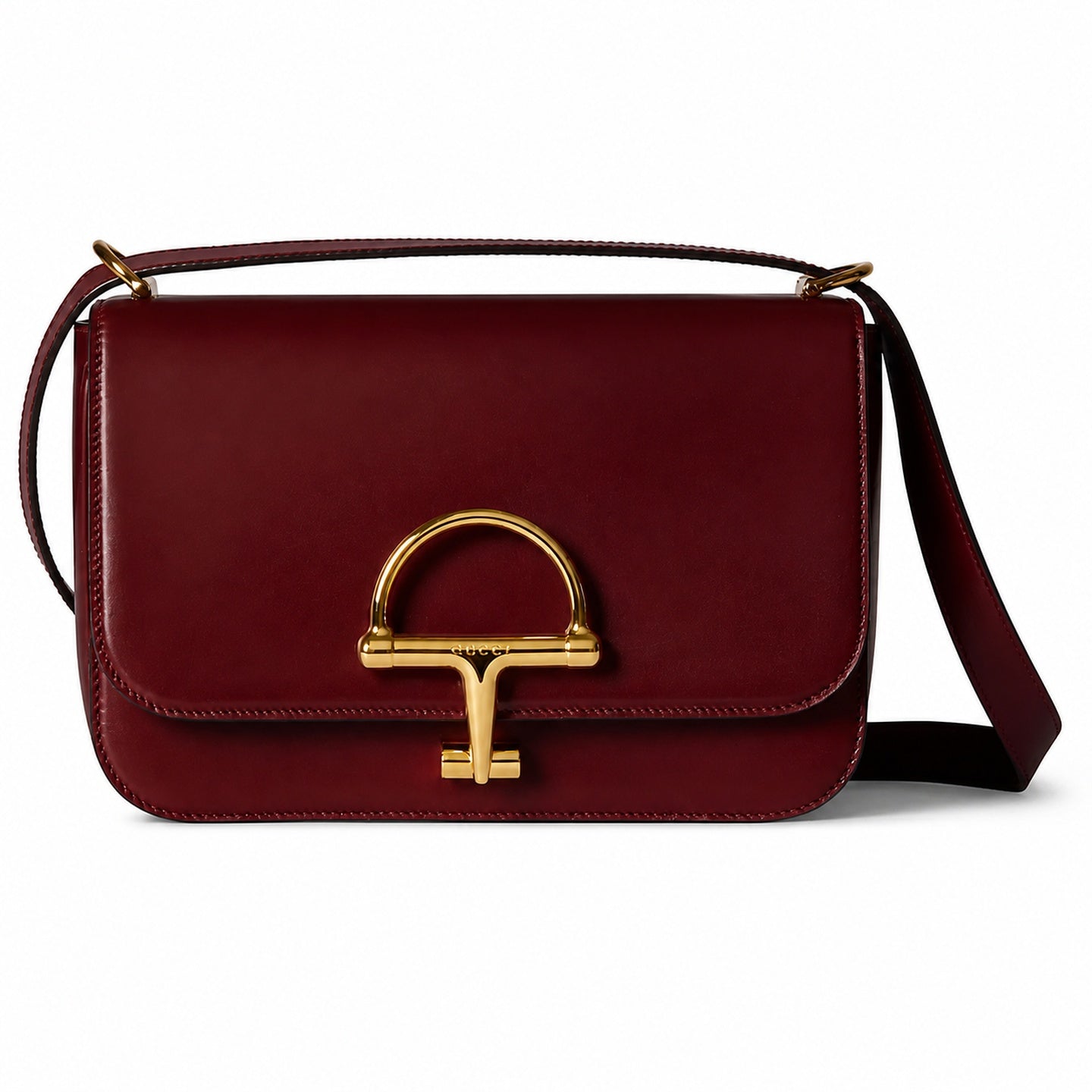 Gucci Horsebit Small Leather Red Gold Shoulder Bag