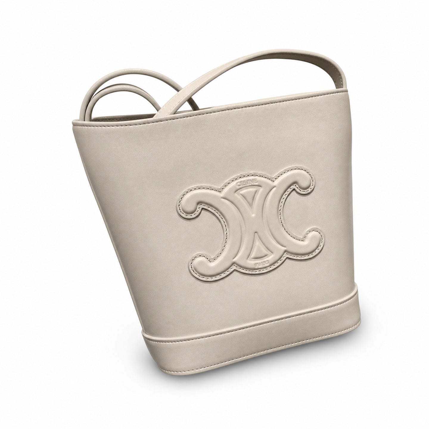 Celine Triomphe Mini White Gray Bucket Bag