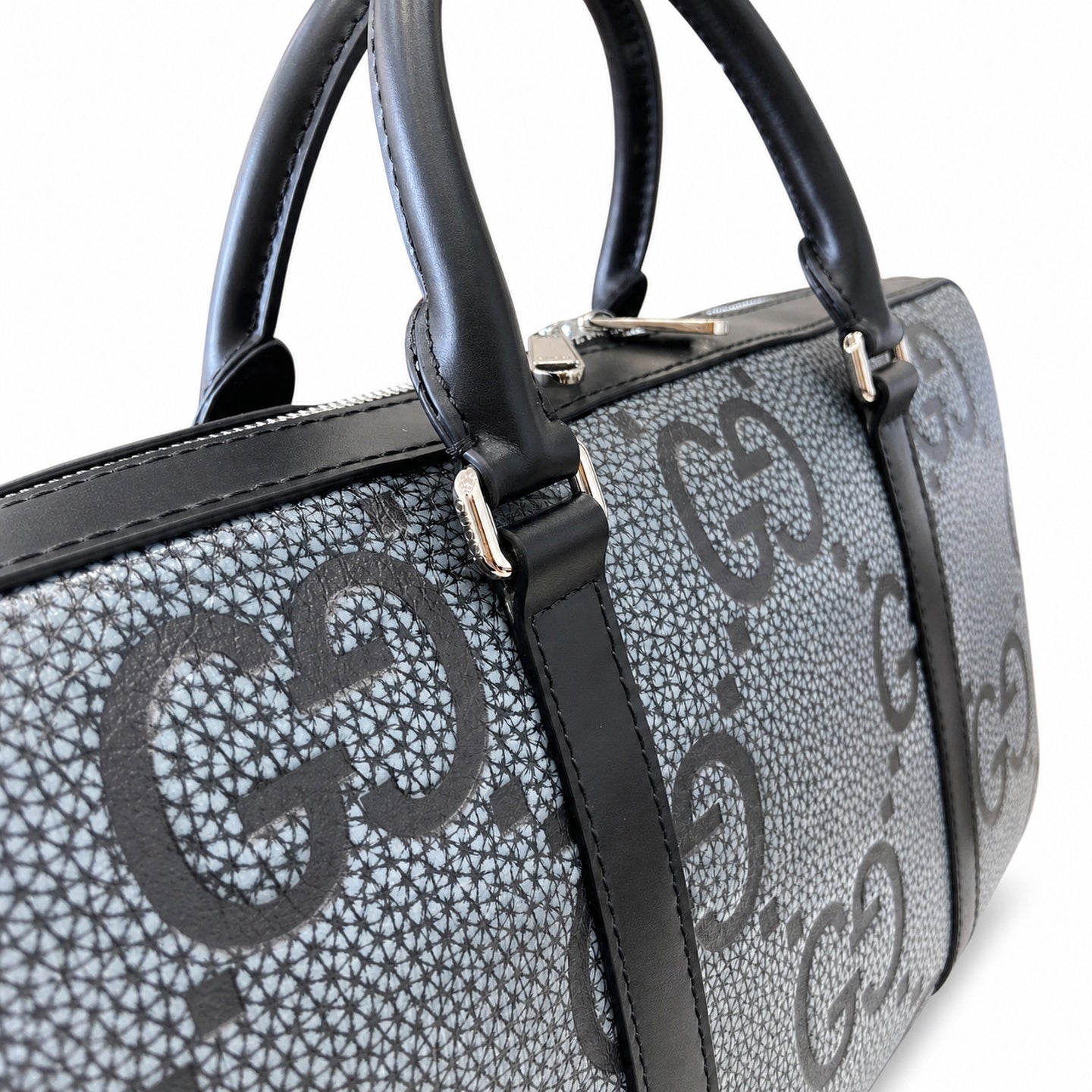 Gucci Cotton Leather Black Gray Briefcase