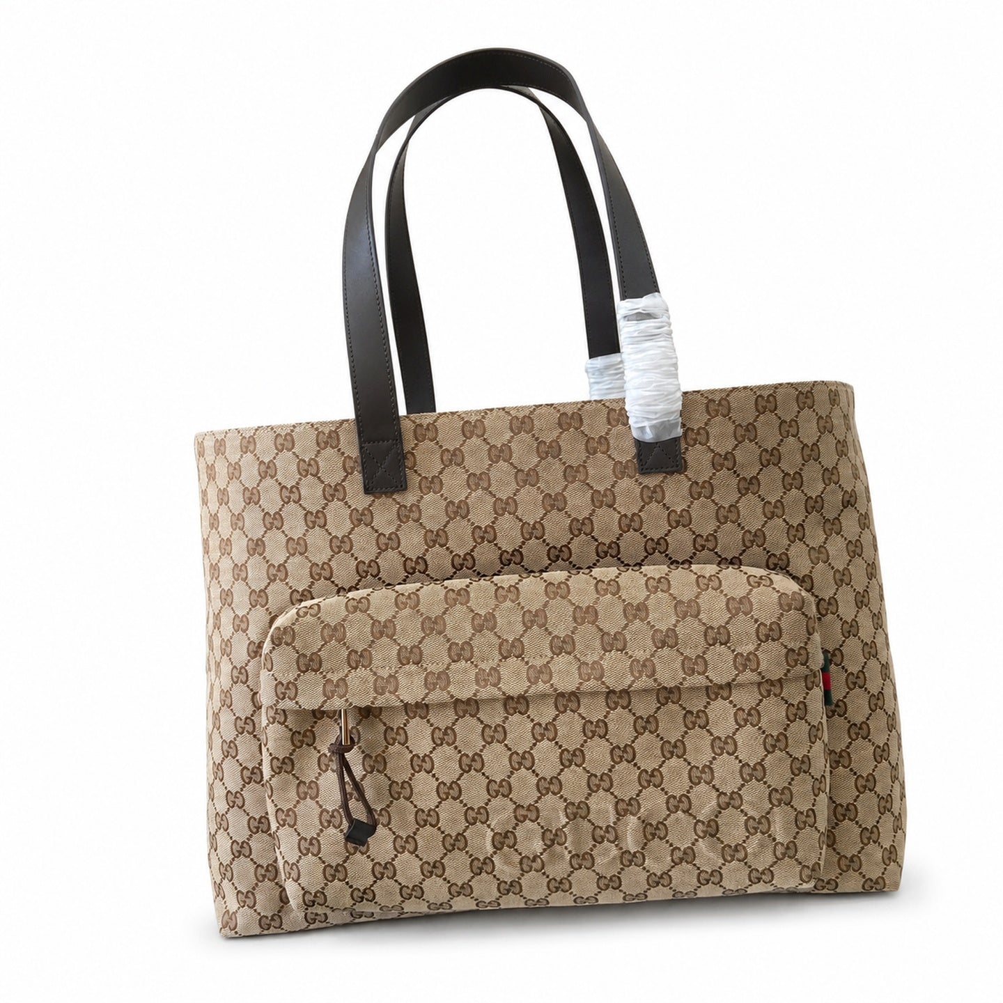 Gucci Men's Large Canvas Nylon Beige Brown Tote Bag