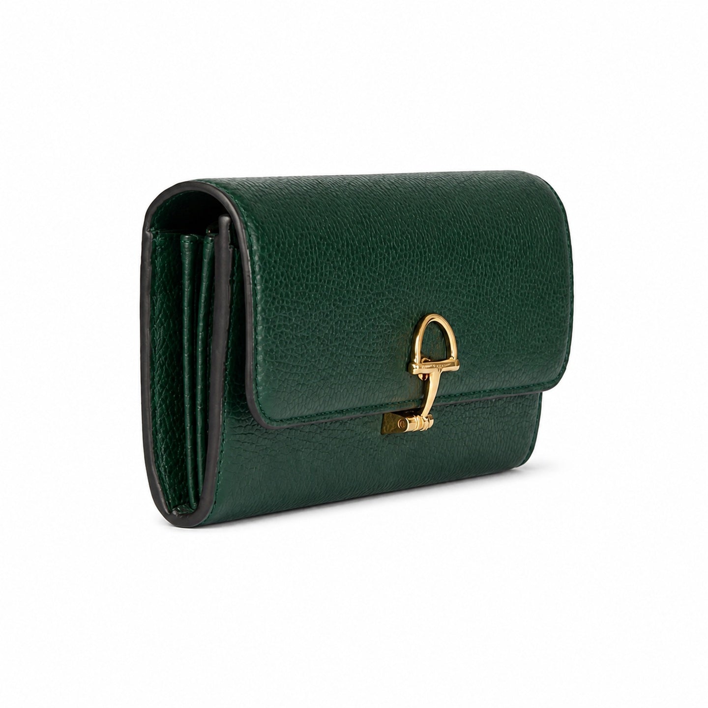 Gucci Horsebit Cotton Leather Green Gold Wallet