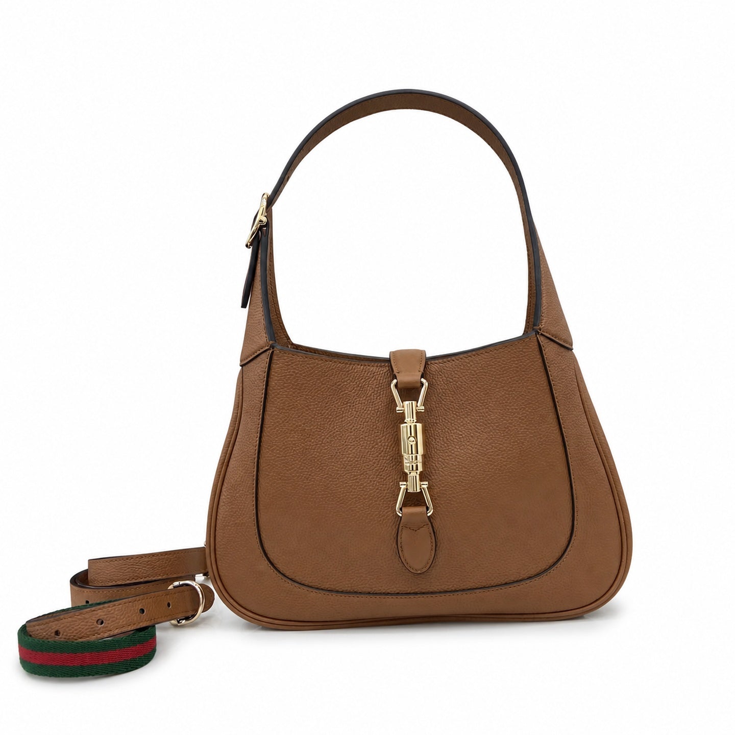 Gucci Jackie 1961 Medium Leather Brown Gold Handbag