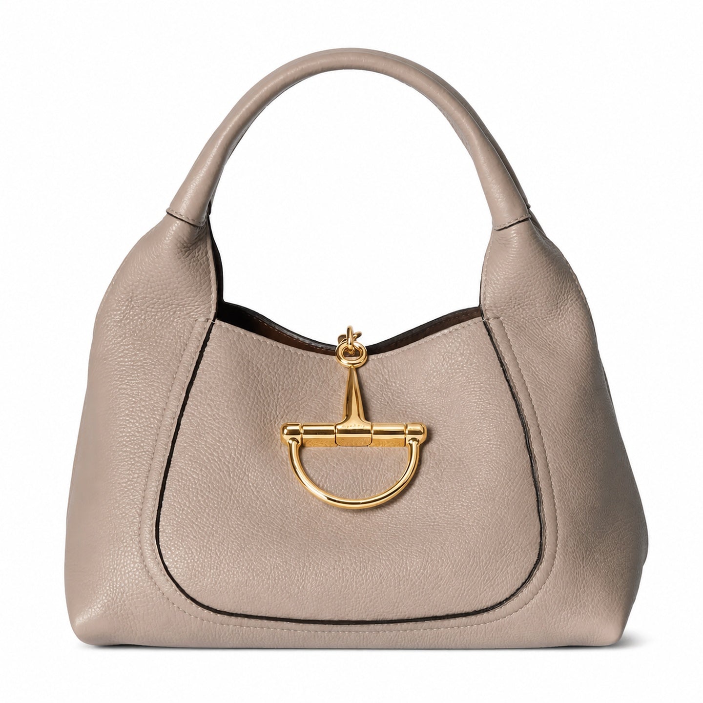 Gucci Horsebit Leather Brown Gold Shoulder Bag