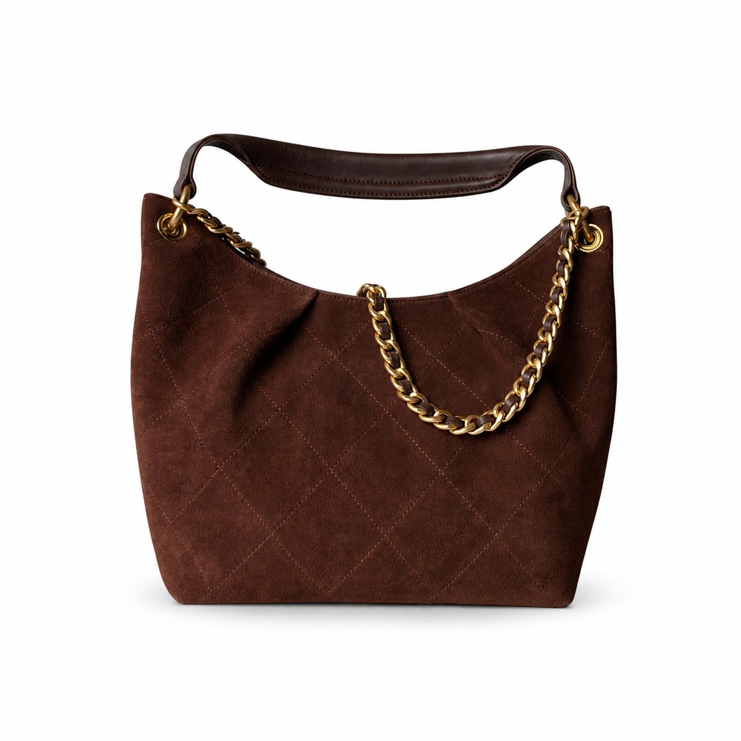 Chanel Large Suede Velvet Leather Gold Bag