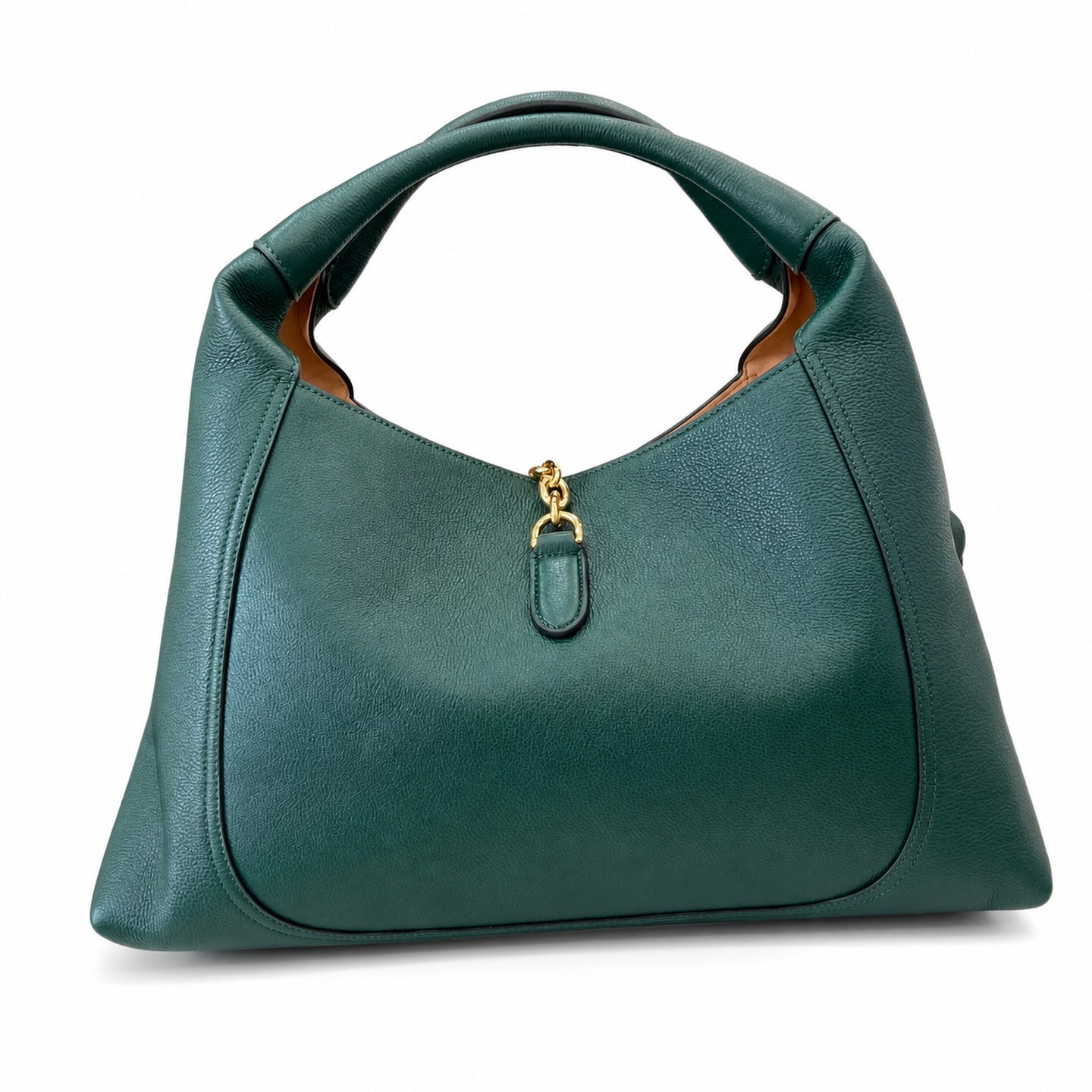 Gucci Leather Brown Green Gold Shoulder Bag