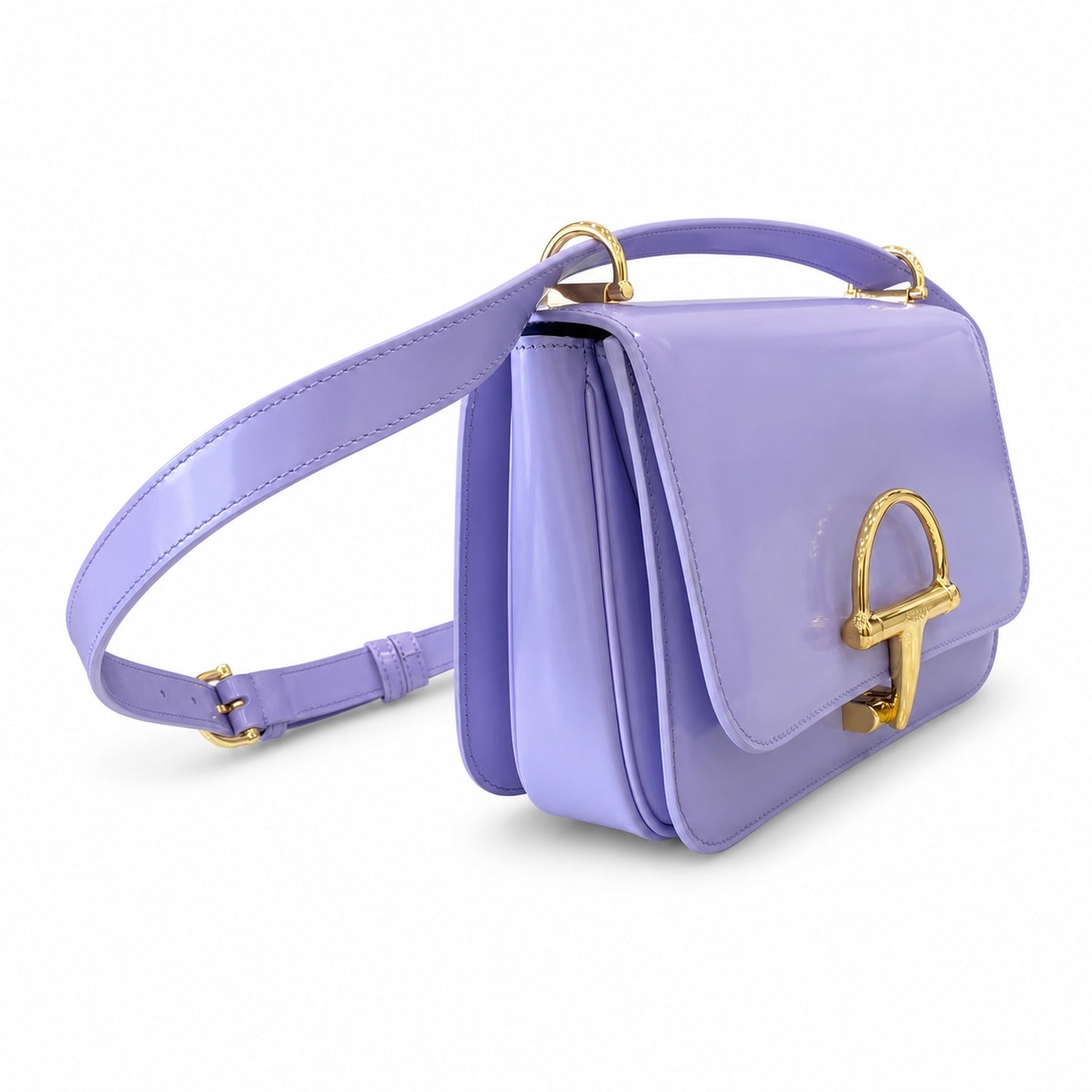 Gucci Horsebit Small Leather Purple Gold Shoulder Bag