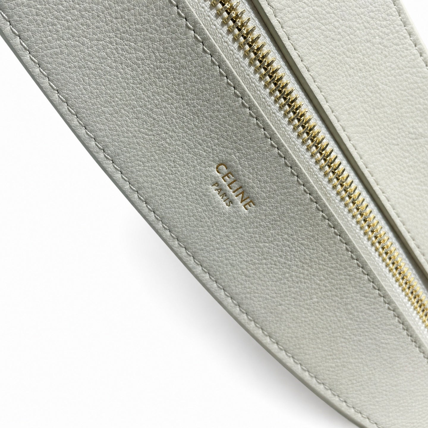 Celine Romy Leather White Gold Bag