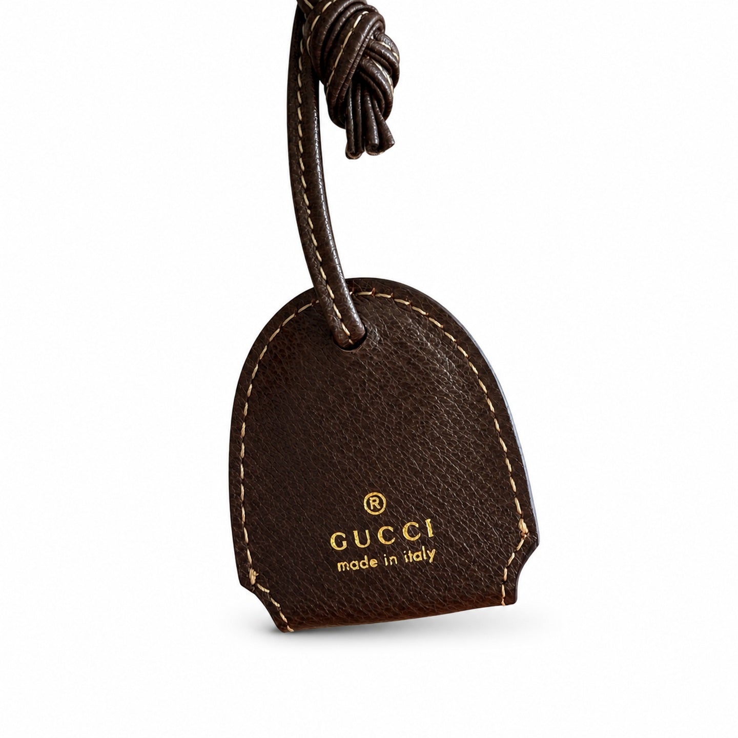 Gucci Cotton Canvas Leather Beige Brown Gold Charm