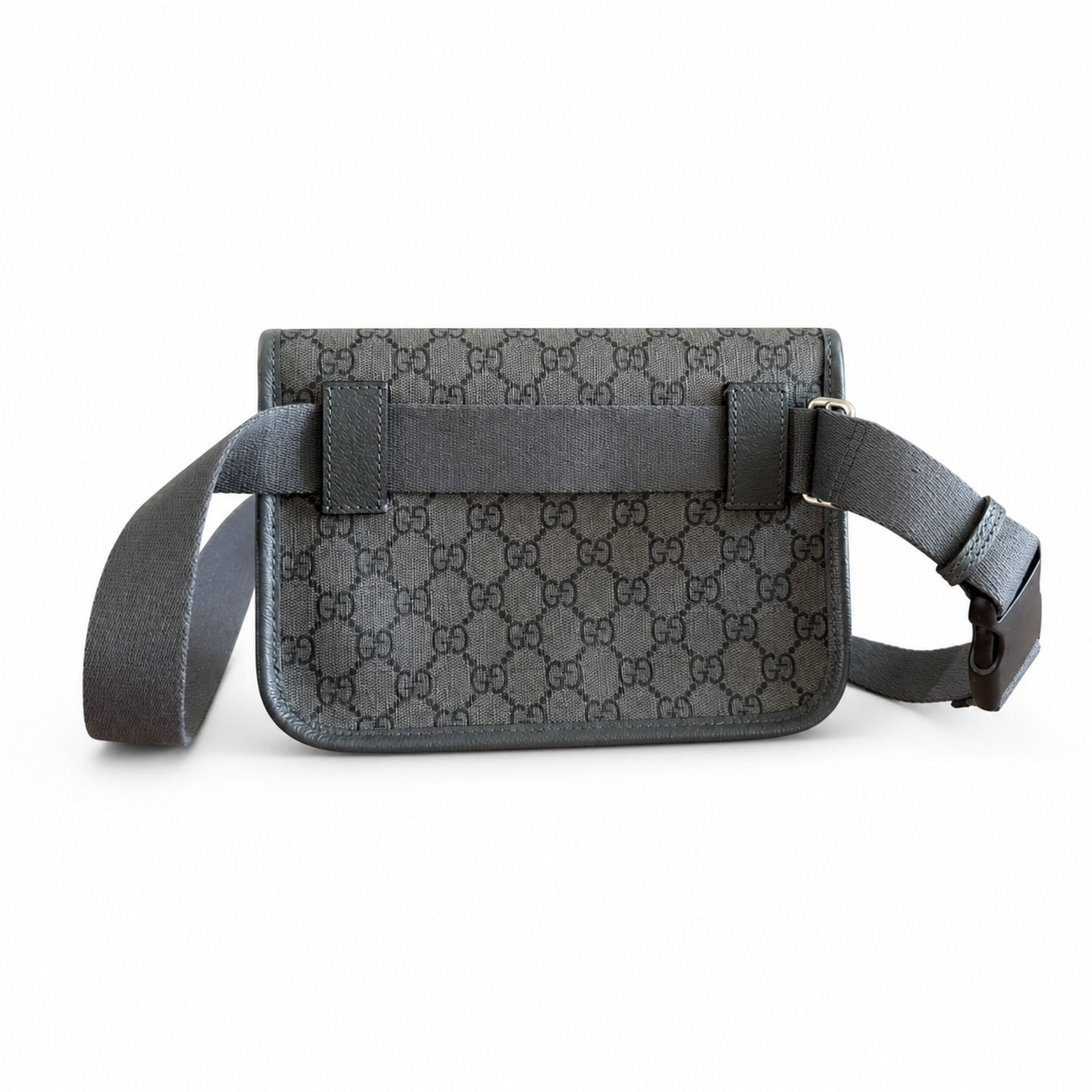 Gucci Ophidia Men's Supreme Small Cotton Canvas Leather Black Gray Waist Bag