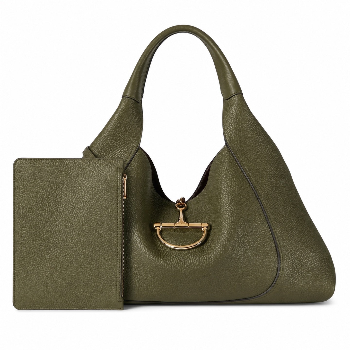 Gucci Leather Brown Green Gold Bag