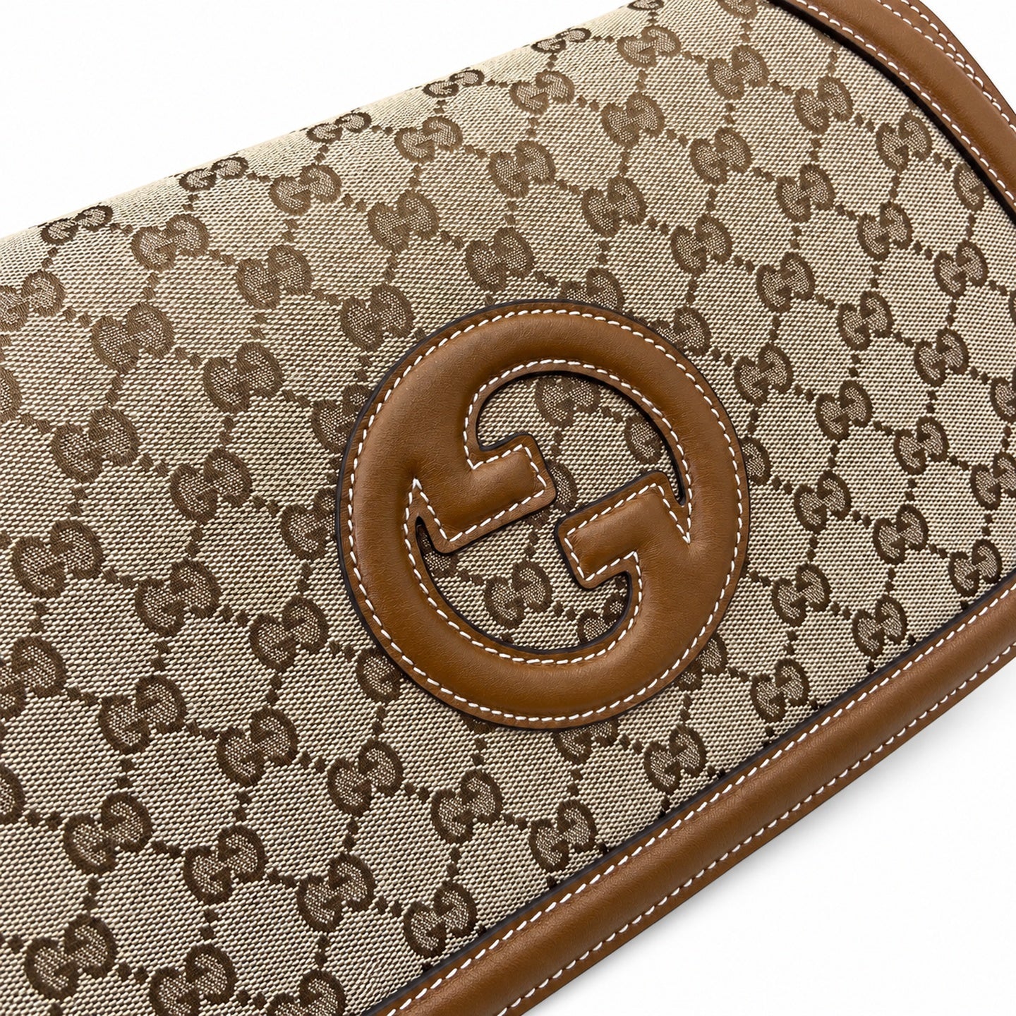 Gucci Blondie Medium Canvas Leather Beige Brown Green Handbag