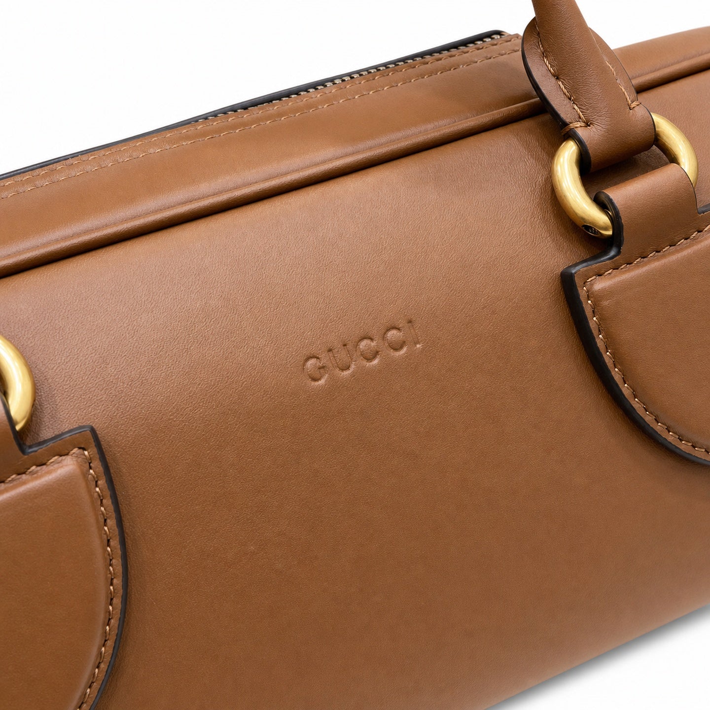 Gucci Men's Cotton Canvas Leather Brown Briefcase