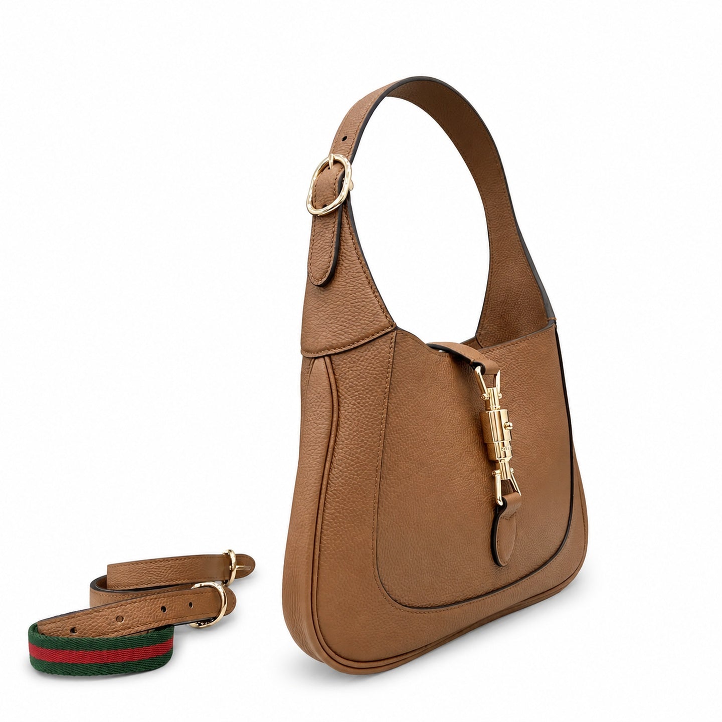 Gucci Jackie 1961 Medium Leather Brown Gold Handbag