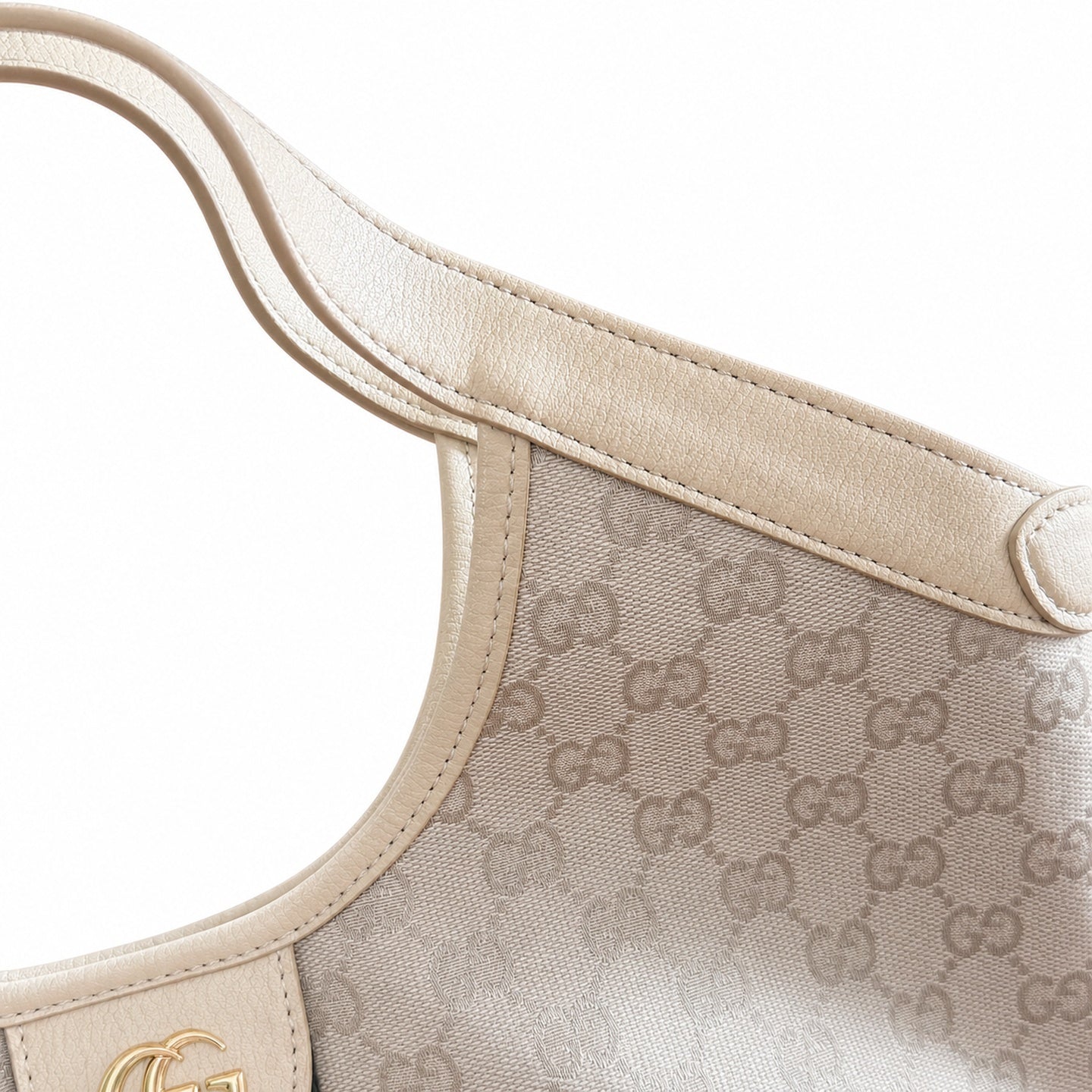 Gucci Giglio Small Cotton Canvas Leather White Beige Brown Red Green Gold Tote Bag