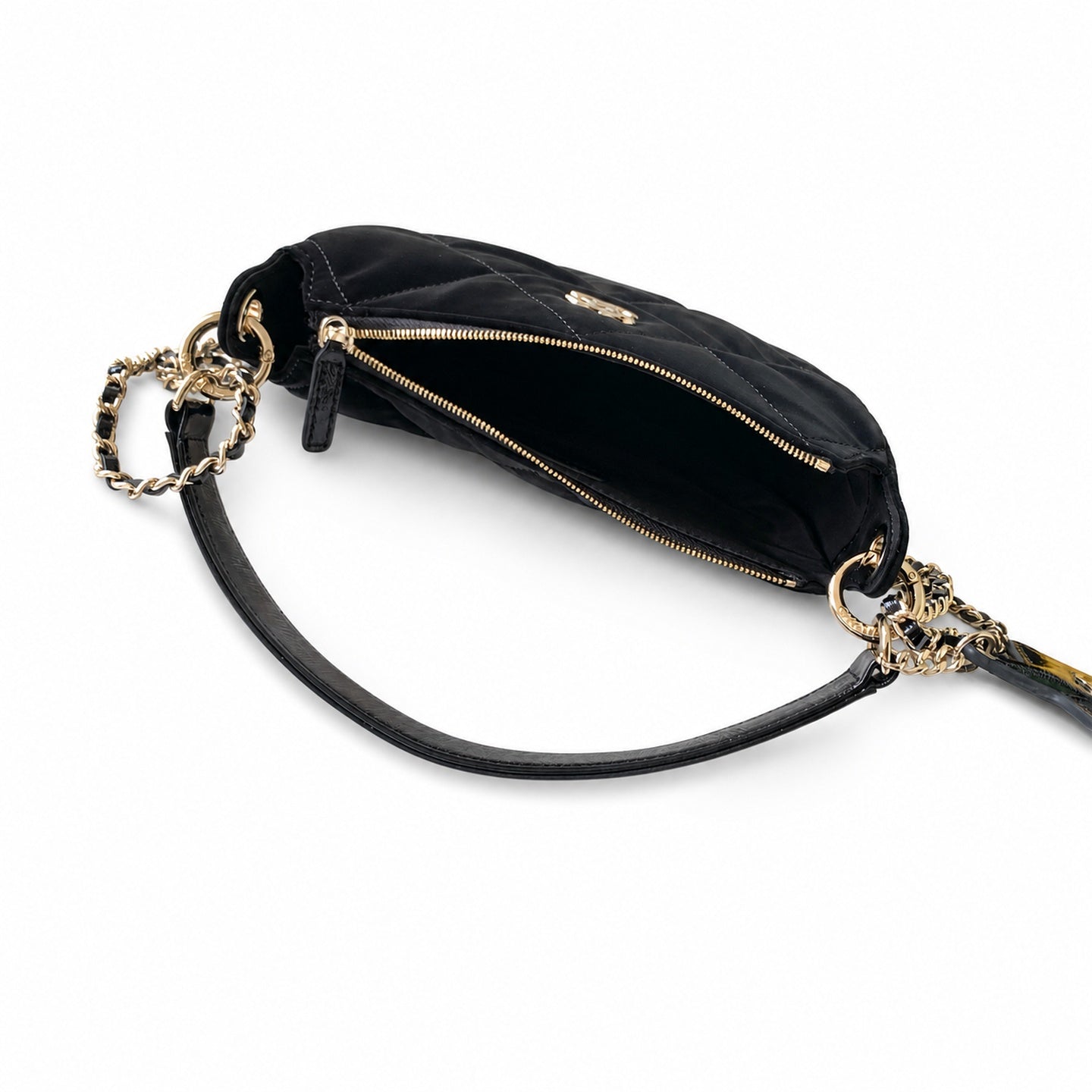 Chanel 25 Small Velvet Leather Black Hobo Bag