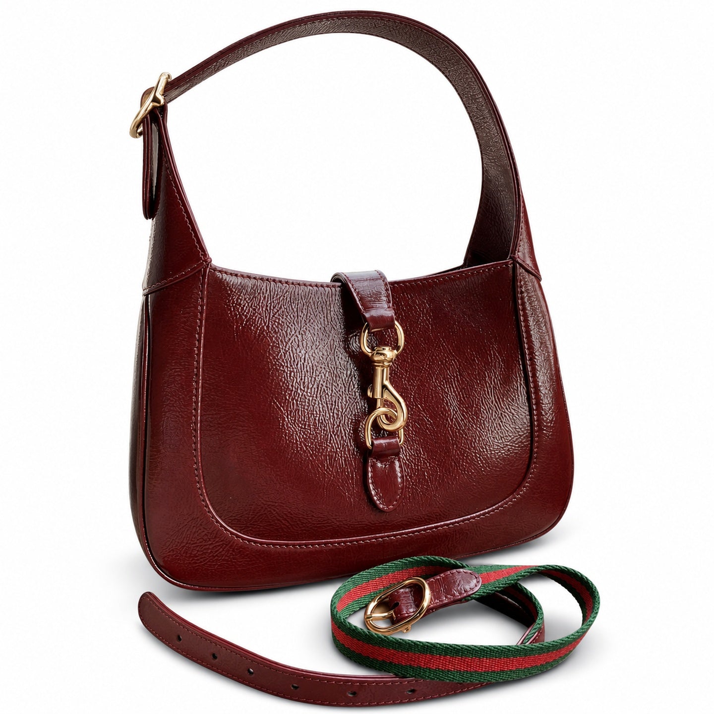 Gucci Small Leather Red Green Gold Shoulder Bag