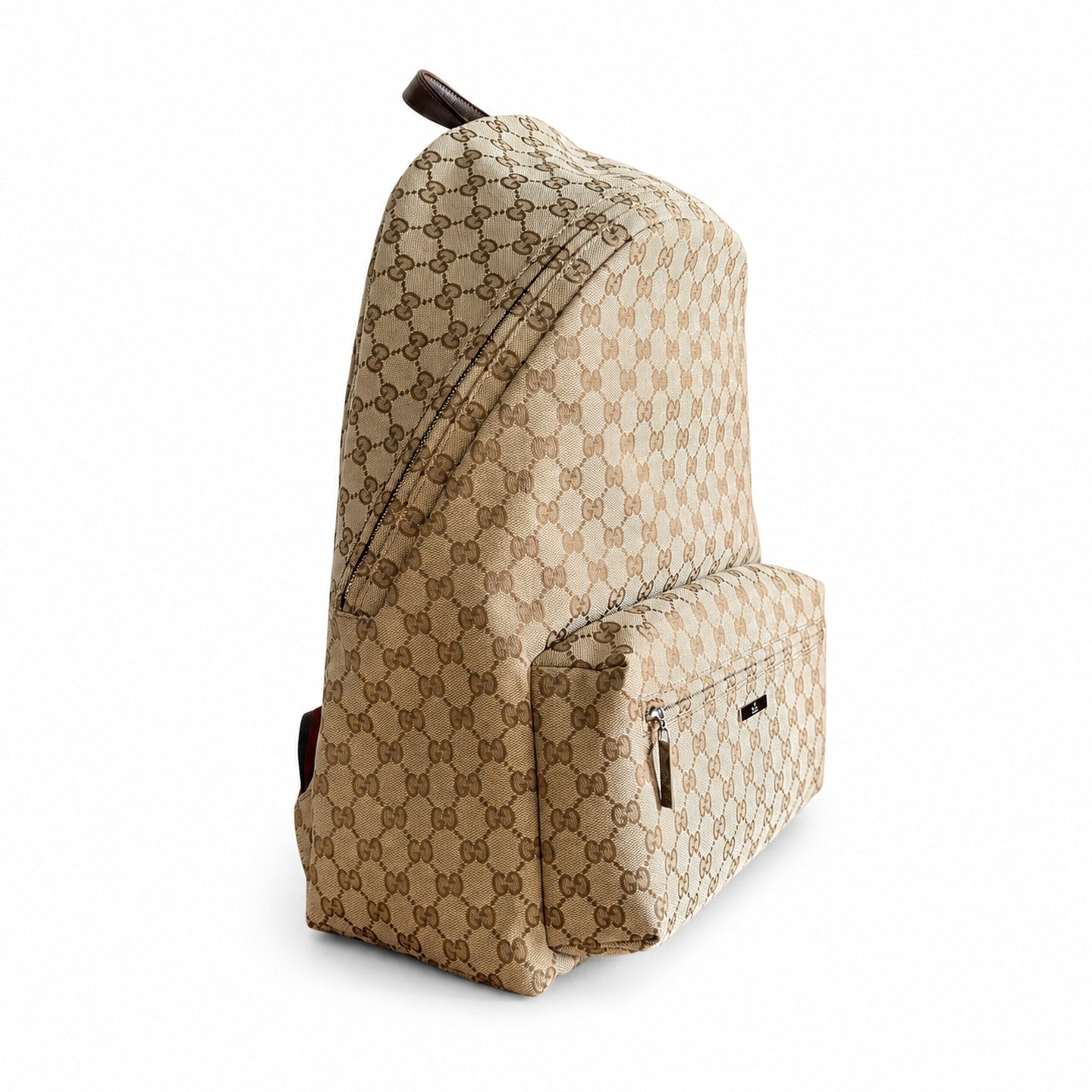 Gucci Quilted Canvas Leather Brown Red Green Silver Backpack