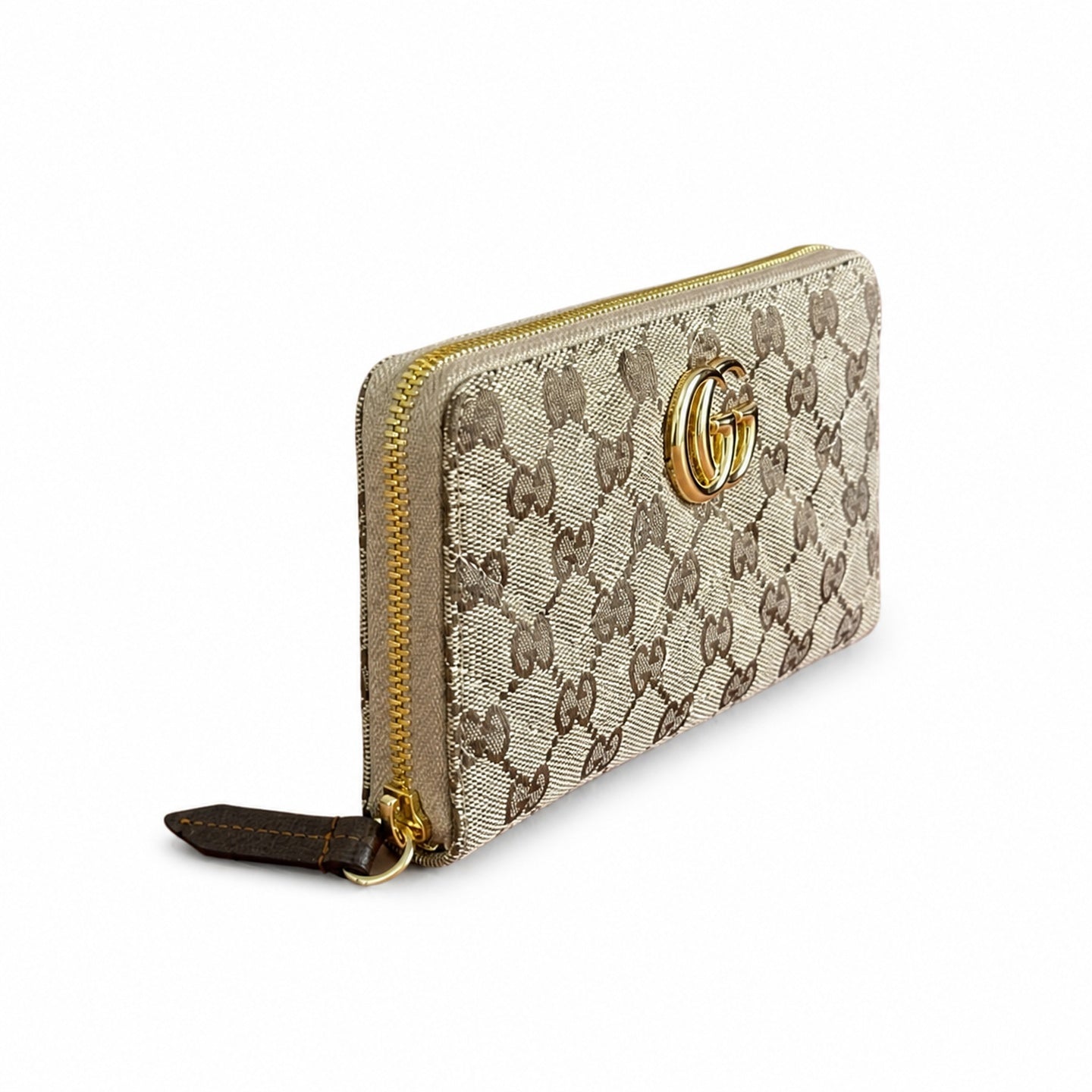 Gucci GG Marmont Canvas Brown Gold Wallet