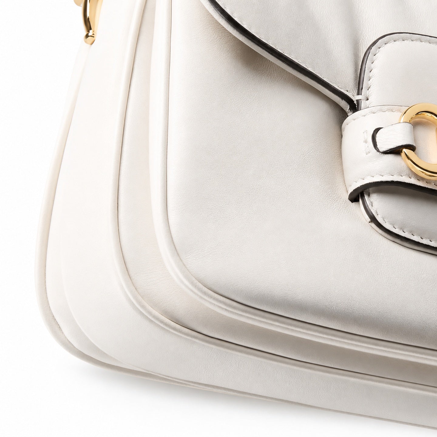 Gucci Horsebit 1955 Leather White Gold Shoulder Bag